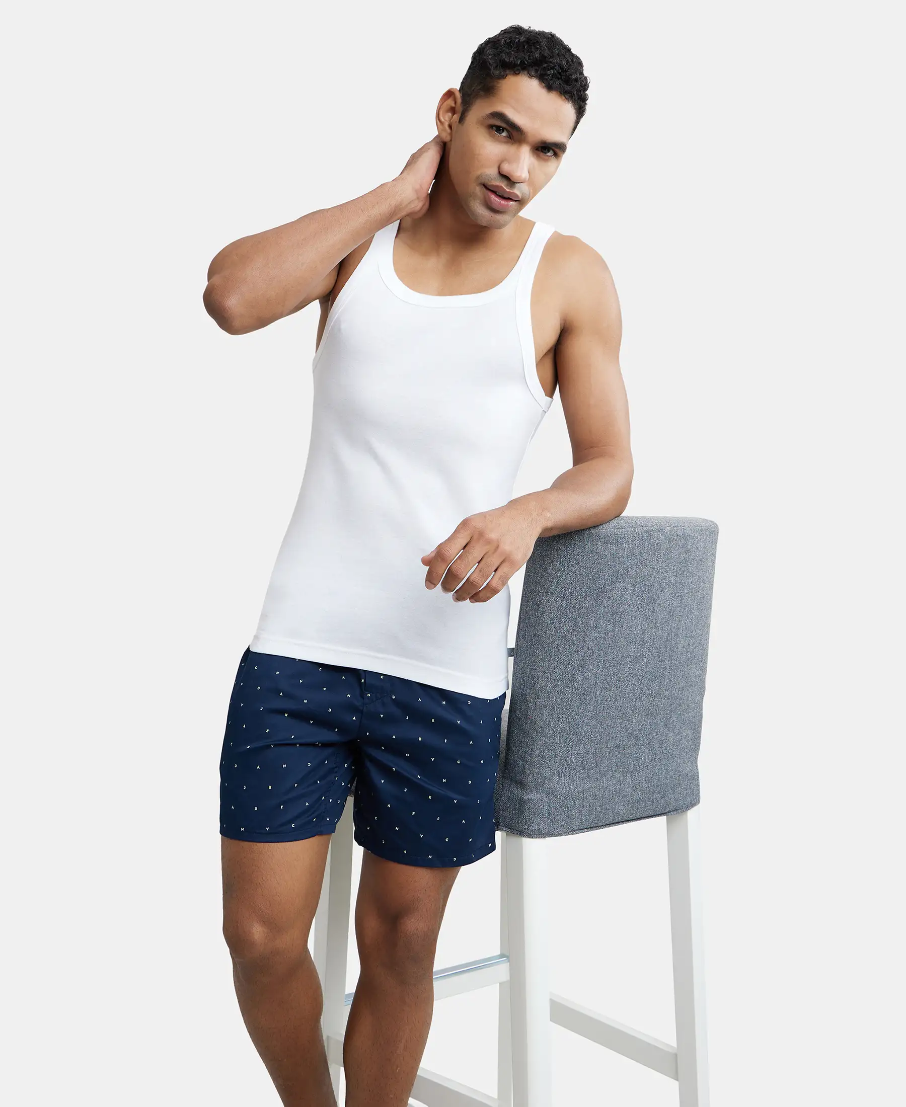 Super Combed Cotton Rib Square Neck Gym Vest - White (Pack of 2) - Image 7