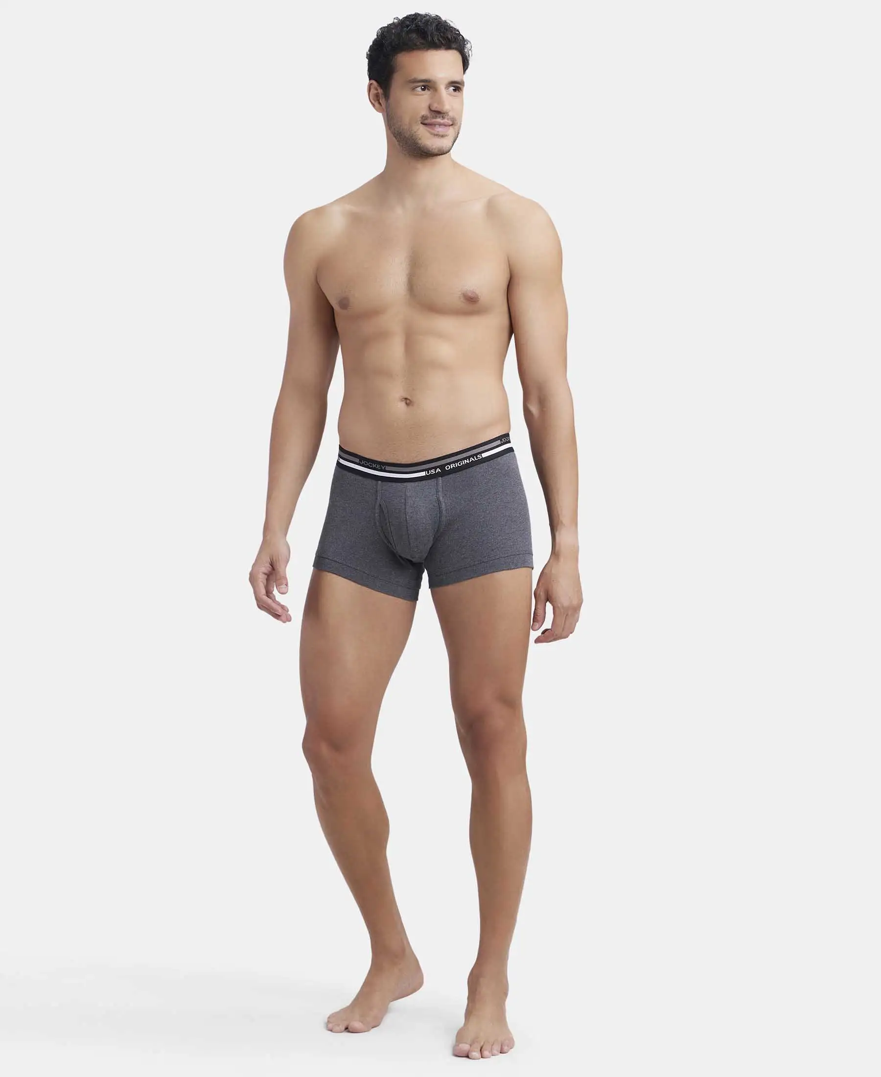 Super Combed Cotton Rib Trunk with Ultrasoft Waistband - Charcoal Melange - Image 4