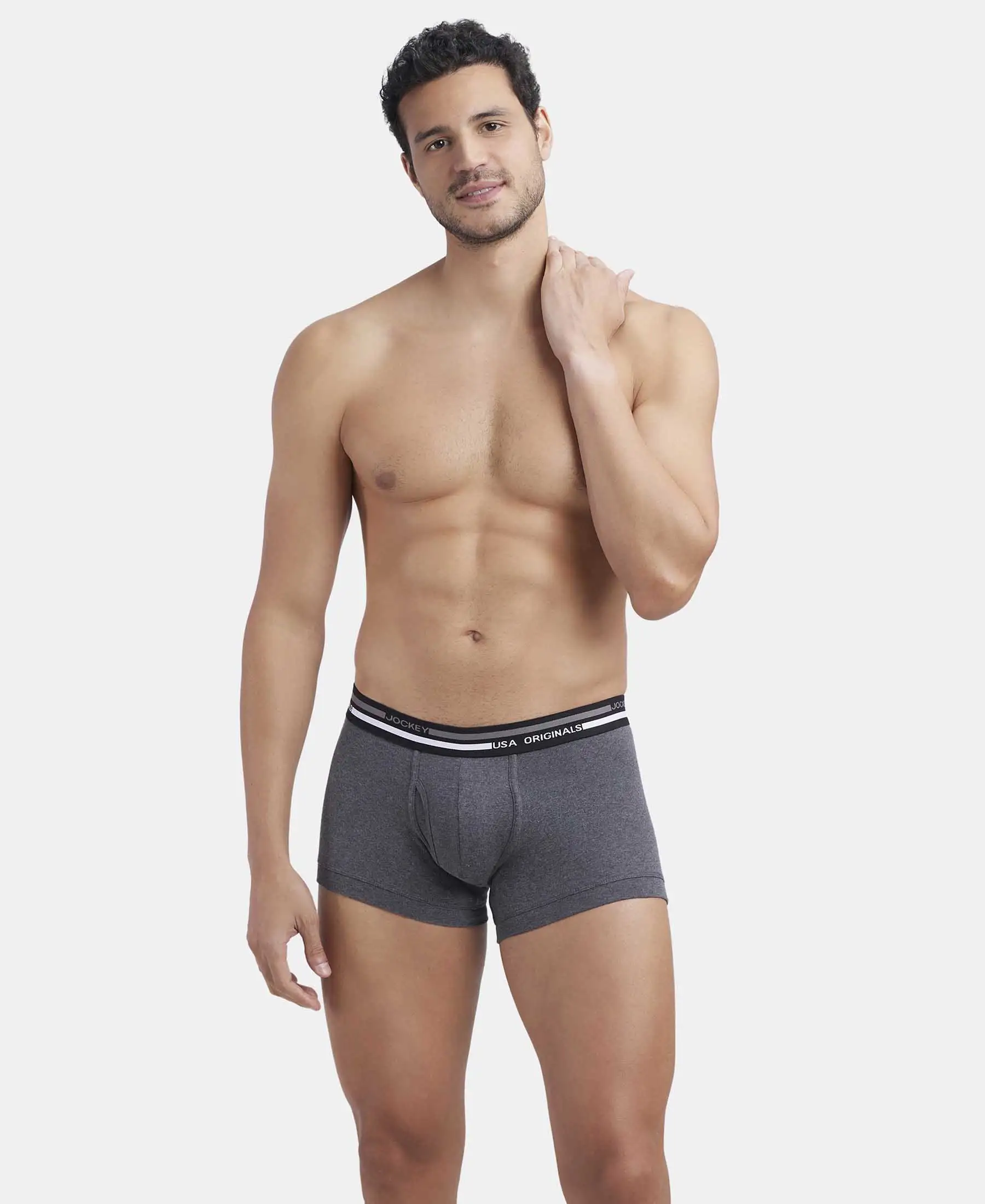 Super Combed Cotton Rib Trunk with Ultrasoft Waistband - Charcoal Melange - Image 5