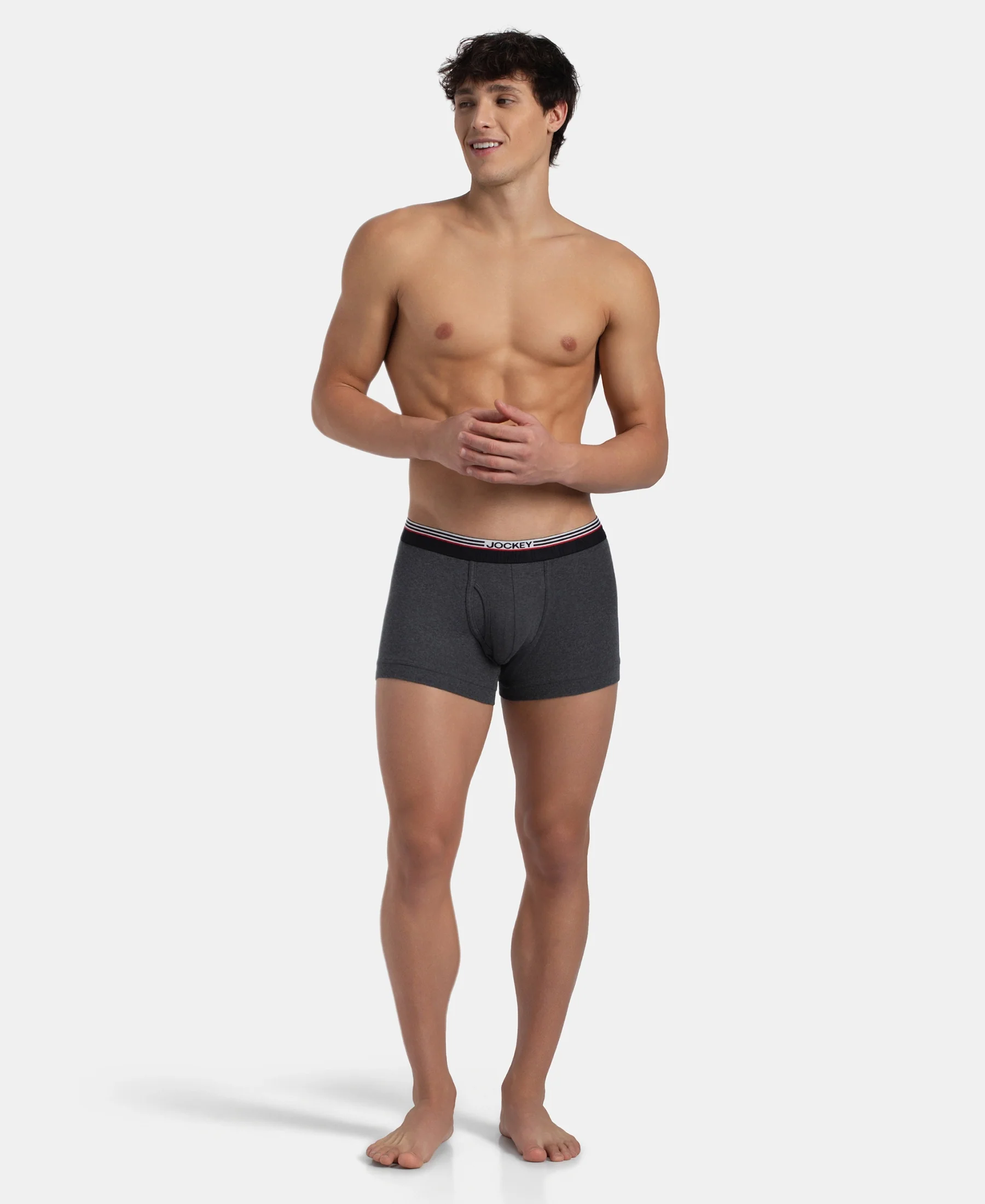 Super Combed Cotton Rib Trunk with Ultrasoft Waistband - New Charcoal Melange - Image 4