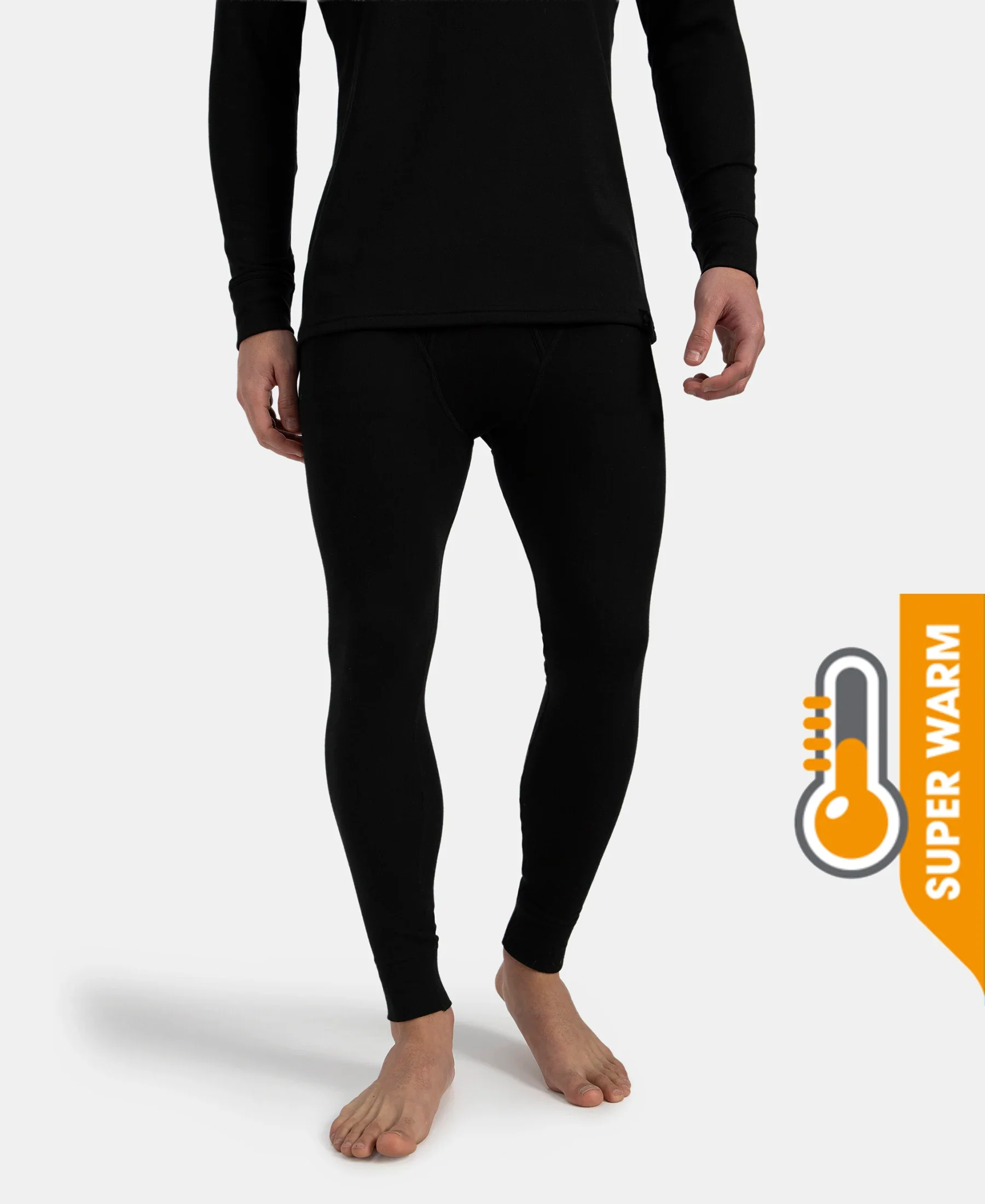 Super Warm Super Combed Cotton Rich Brushed Fabric Thermal Long John with StayWarm Technology - Black - Image 5