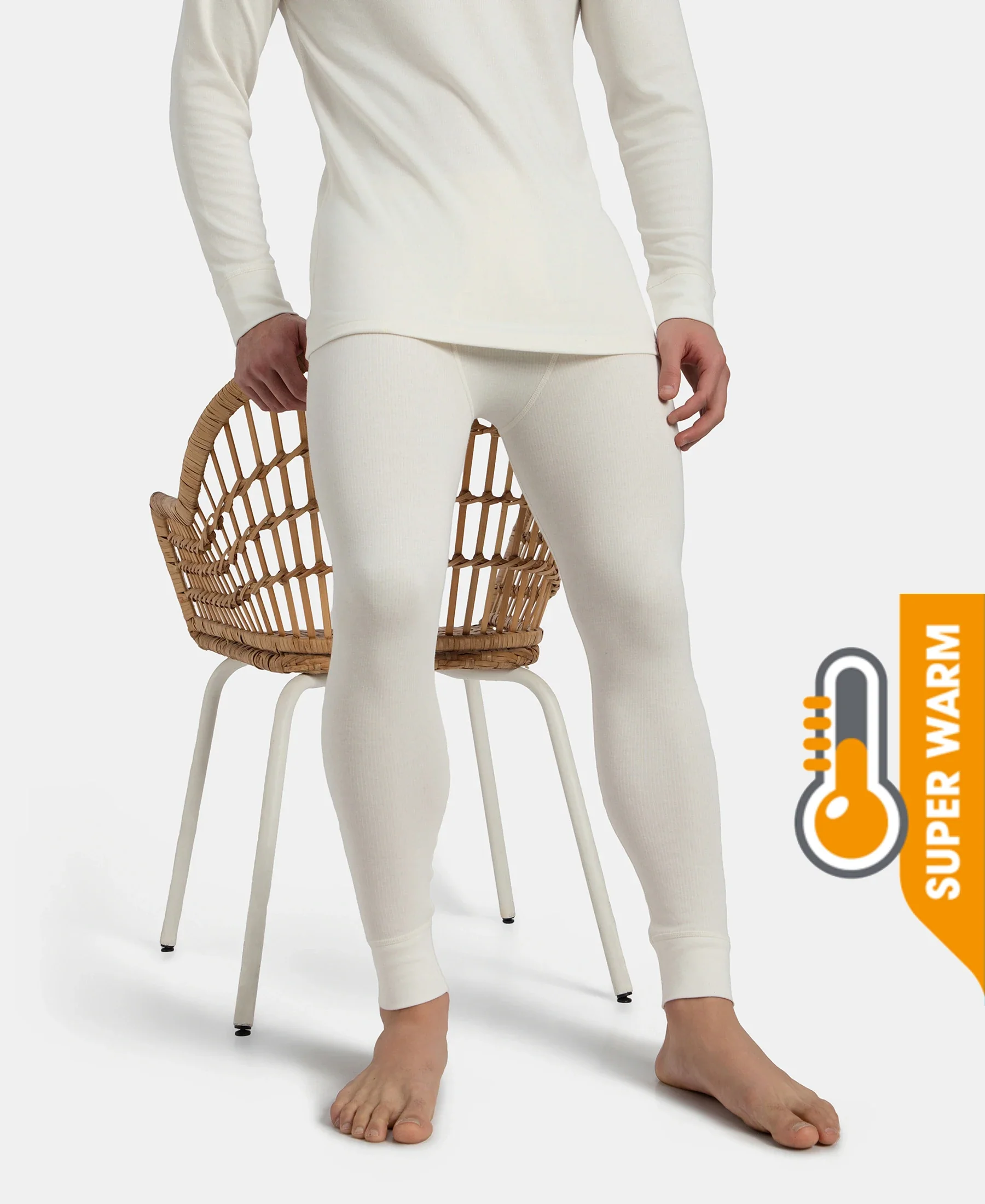 Super Warm Super Combed Cotton Rich Brushed Fabric Thermal Long John with StayWarm Technology - Off White - Image 5