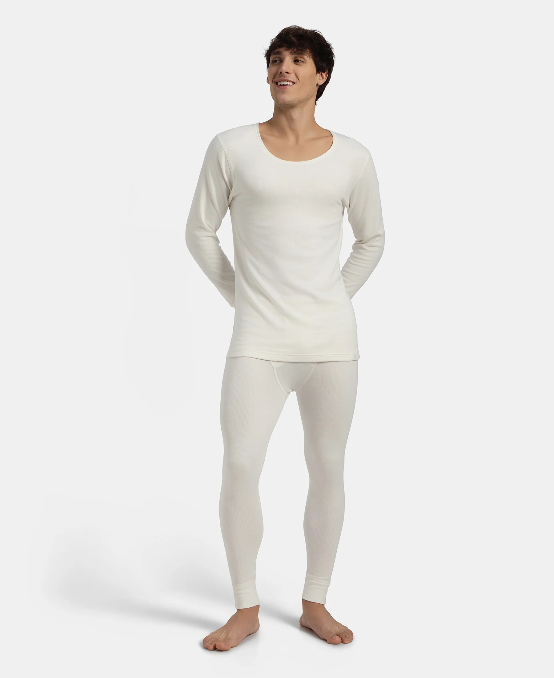 Super Warm Super Combed Cotton Rich Brushed Fabric Thermal Long John with StayWarm Technology - Off White - Image 6