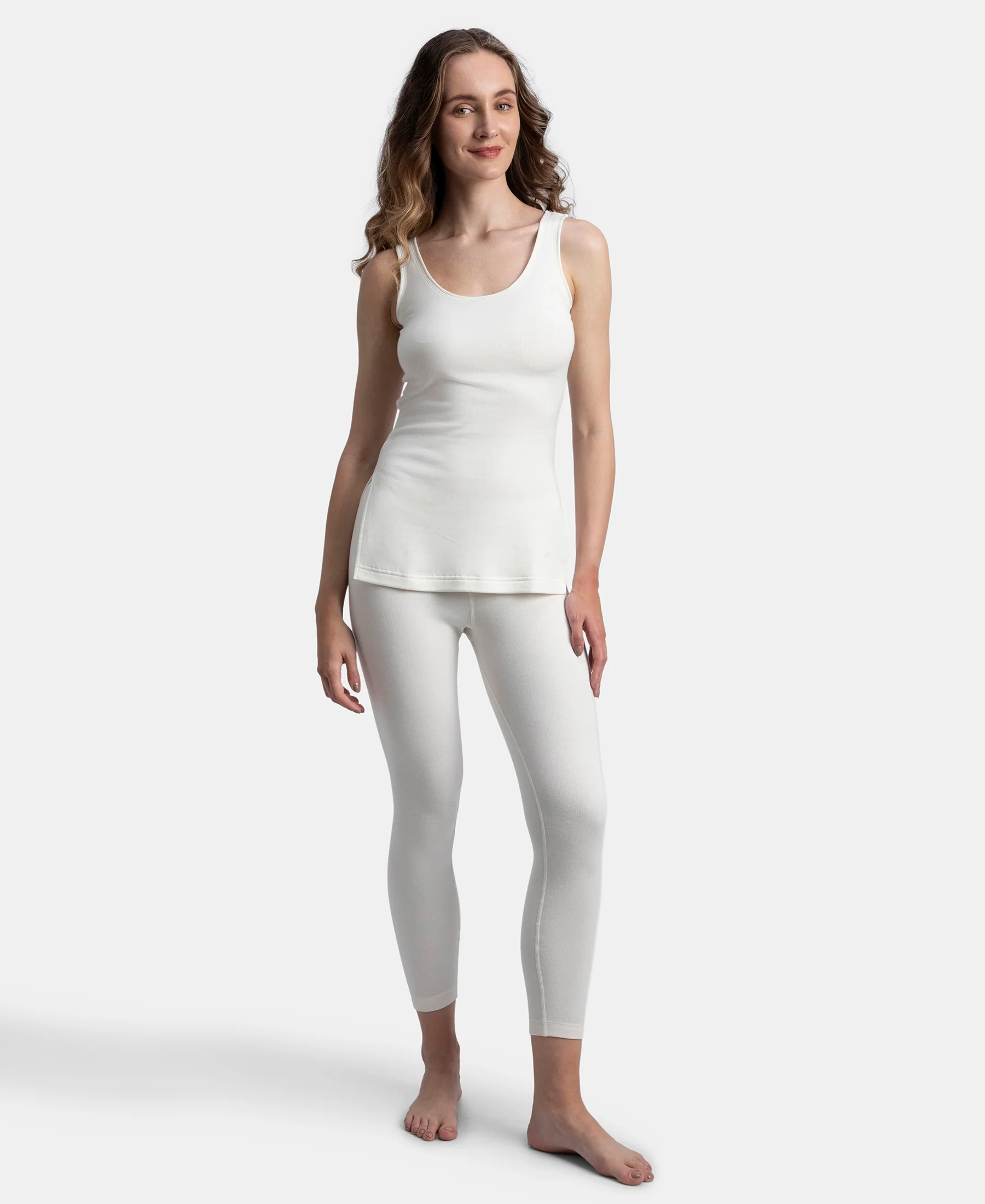 Super Warm Super Combed Cotton Rich Brushed Fabric Thermal Tank Top with StayWarm Technology - Off White - Image 4