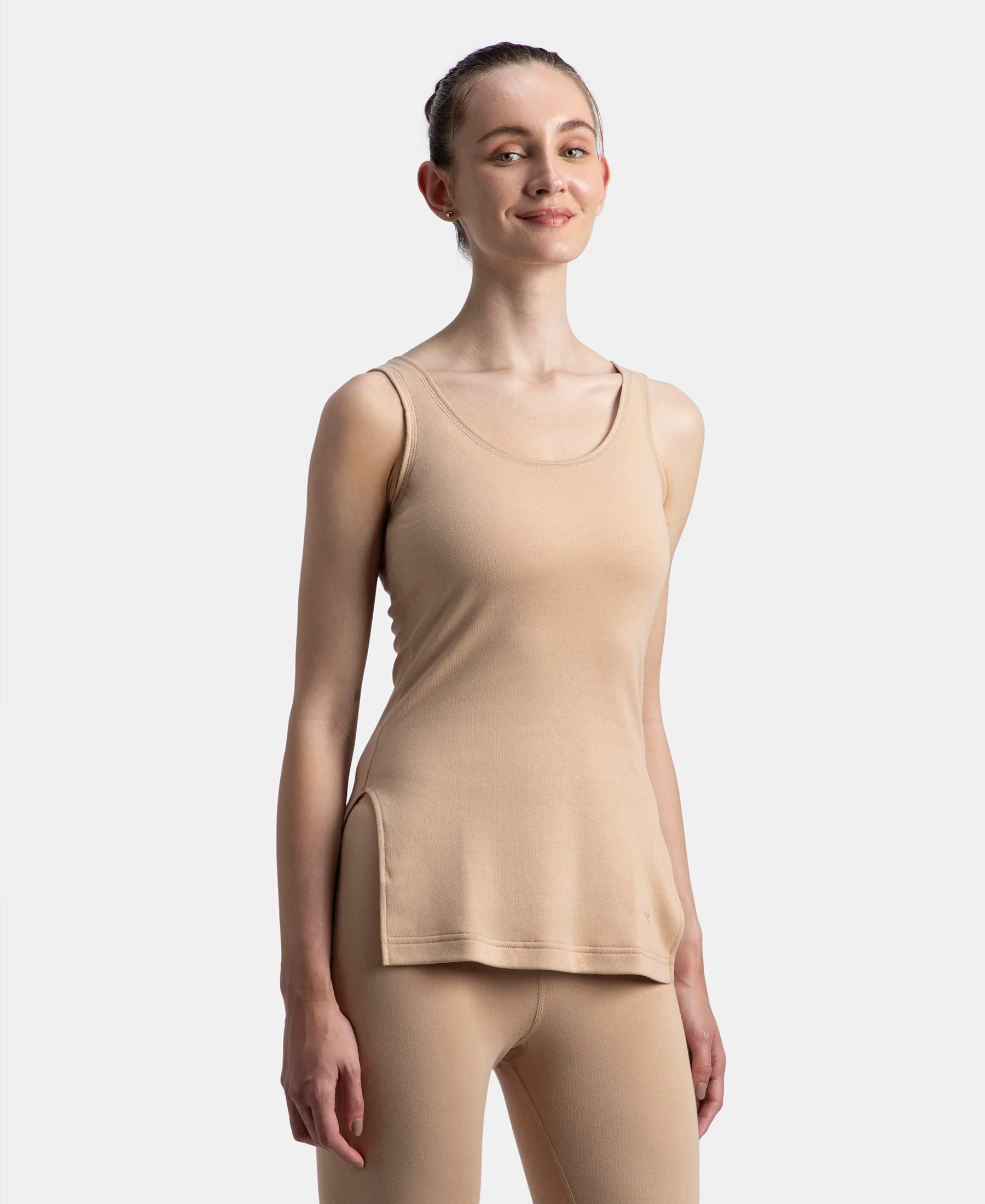 Super Warm Super Combed Cotton Rich Brushed Fabric Thermal Tank Top with StayWarm Technology - Skin - Image 2