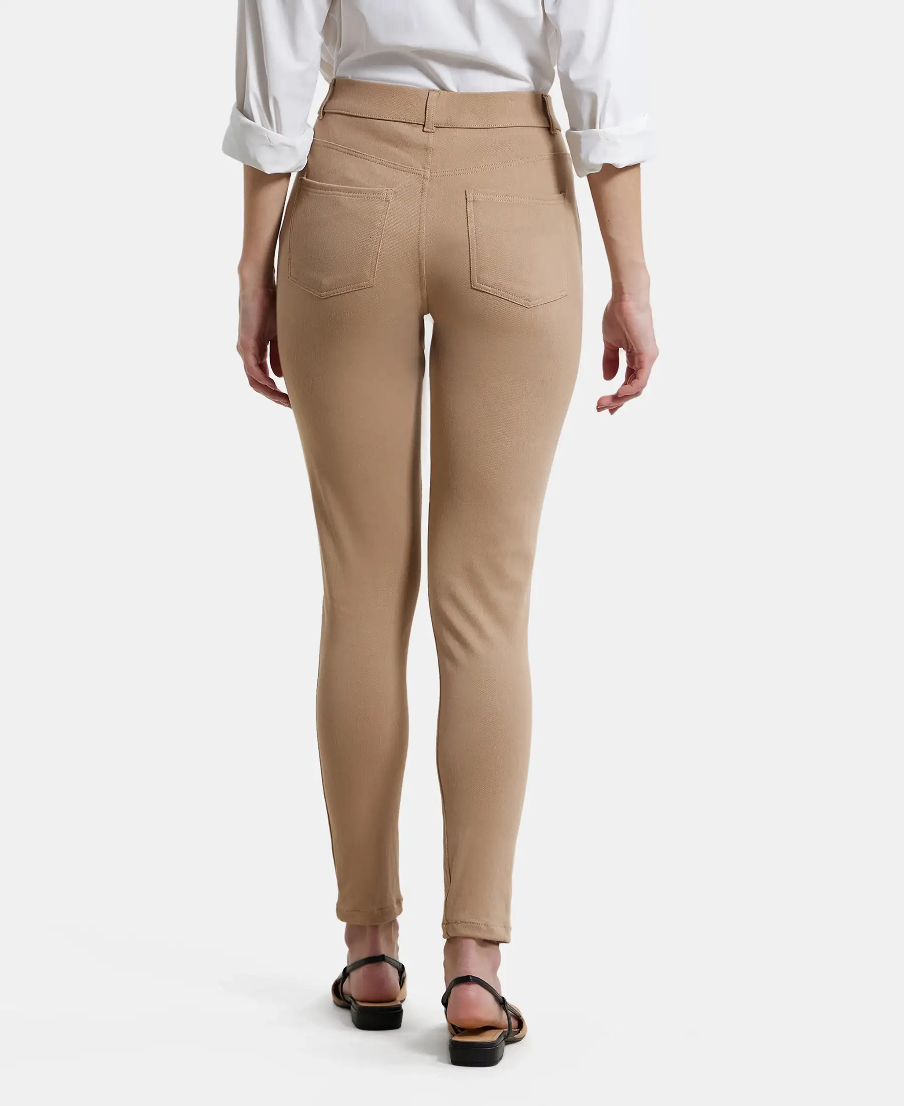 Super Combed Cotton Rich Elastane Stretch Slim Fit Jeggings With Pockets - Affogat - Image 3