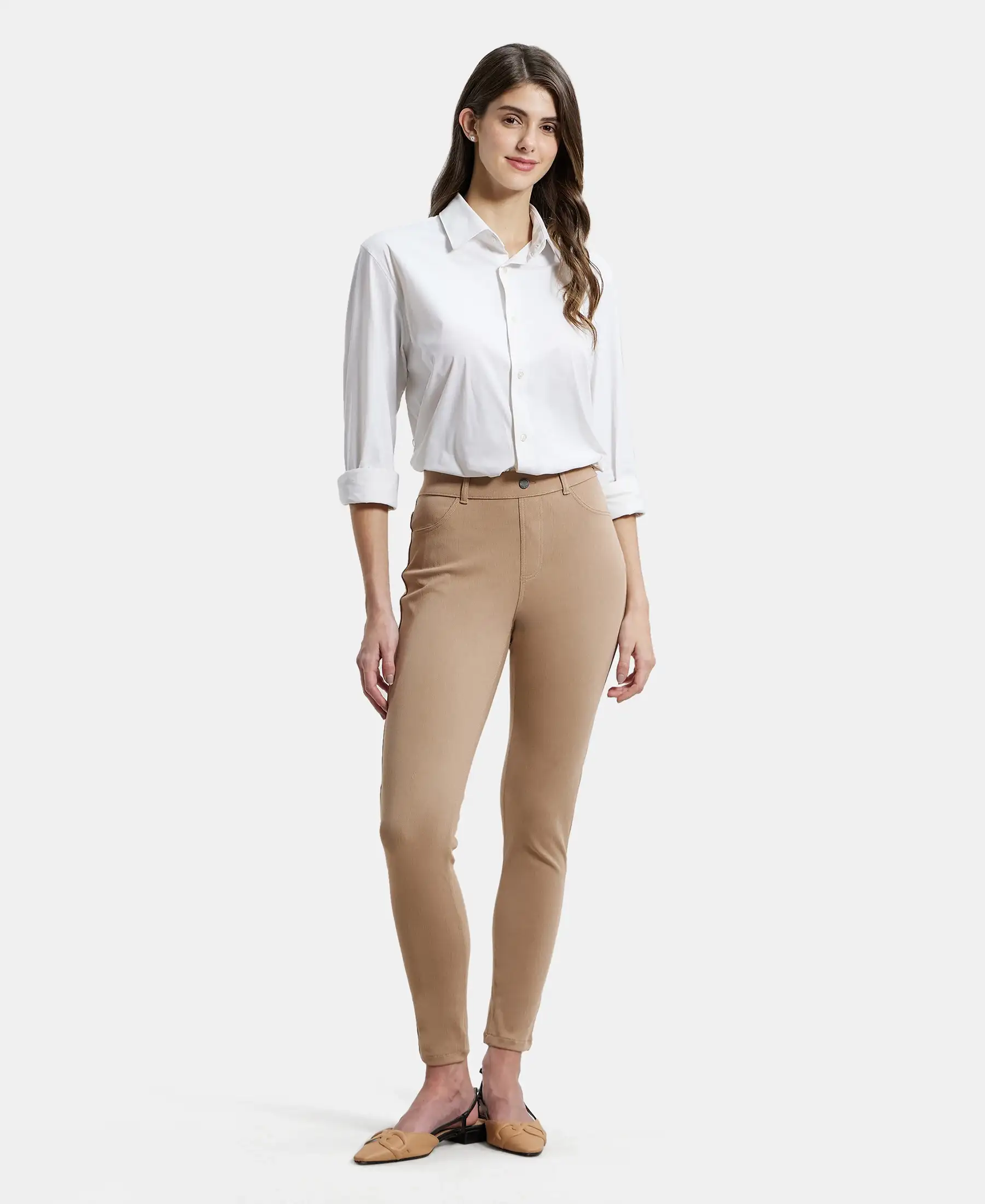 Super Combed Cotton Rich Elastane Stretch Slim Fit Jeggings With Pockets - Affogat - Image 4