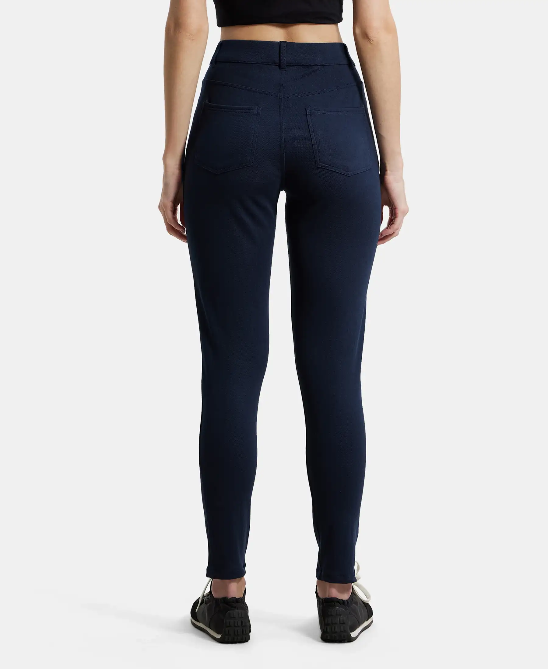 Super Combed Cotton Rich Elastane Stretch Slim Fit Jeggings With Pockets - Navy Blazer - Image 3