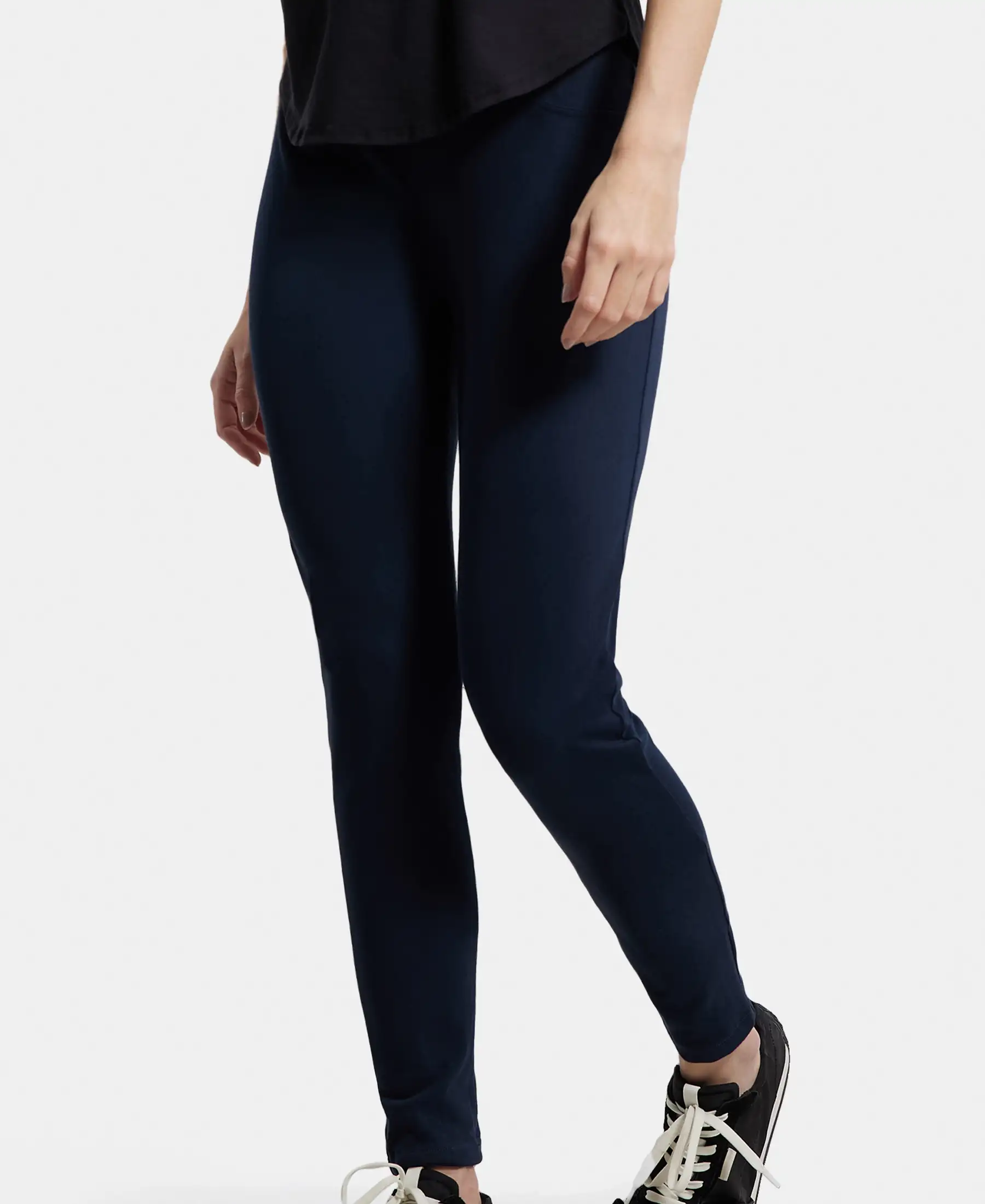 Super Combed Cotton Rich Elastane Stretch Slim Fit Jeggings With Pockets - Navy Blazer - Image 5