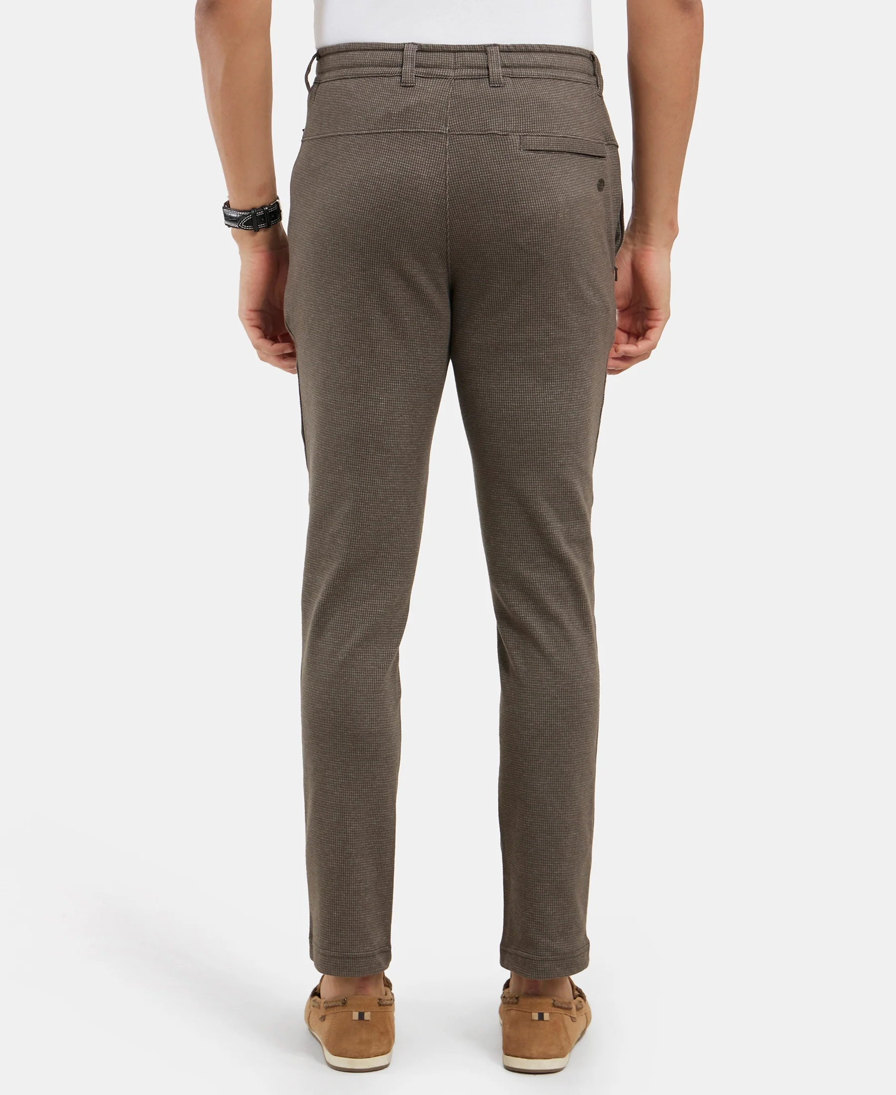 Super Combed Cotton Rich Elastane Stretch Slim Fit All Day Pants with Pockets - Black Olive Ash - Image 3