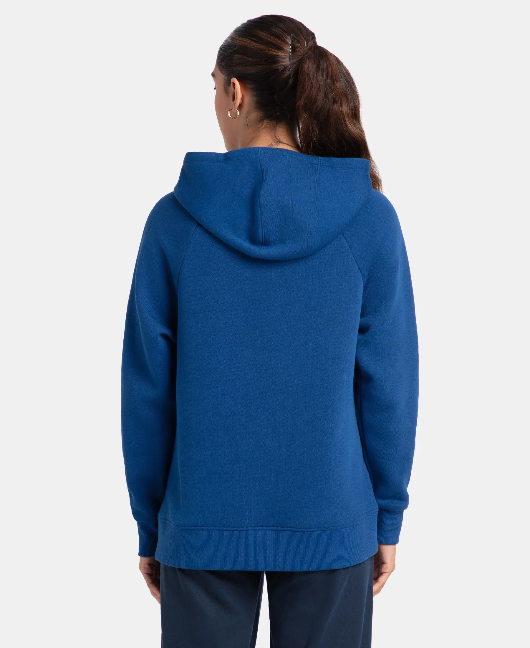 Super Combed Cotton Rich Fleece Fabric Raglan Sleeve Hoodie Sweatshirt - Navy Peony - Image 3