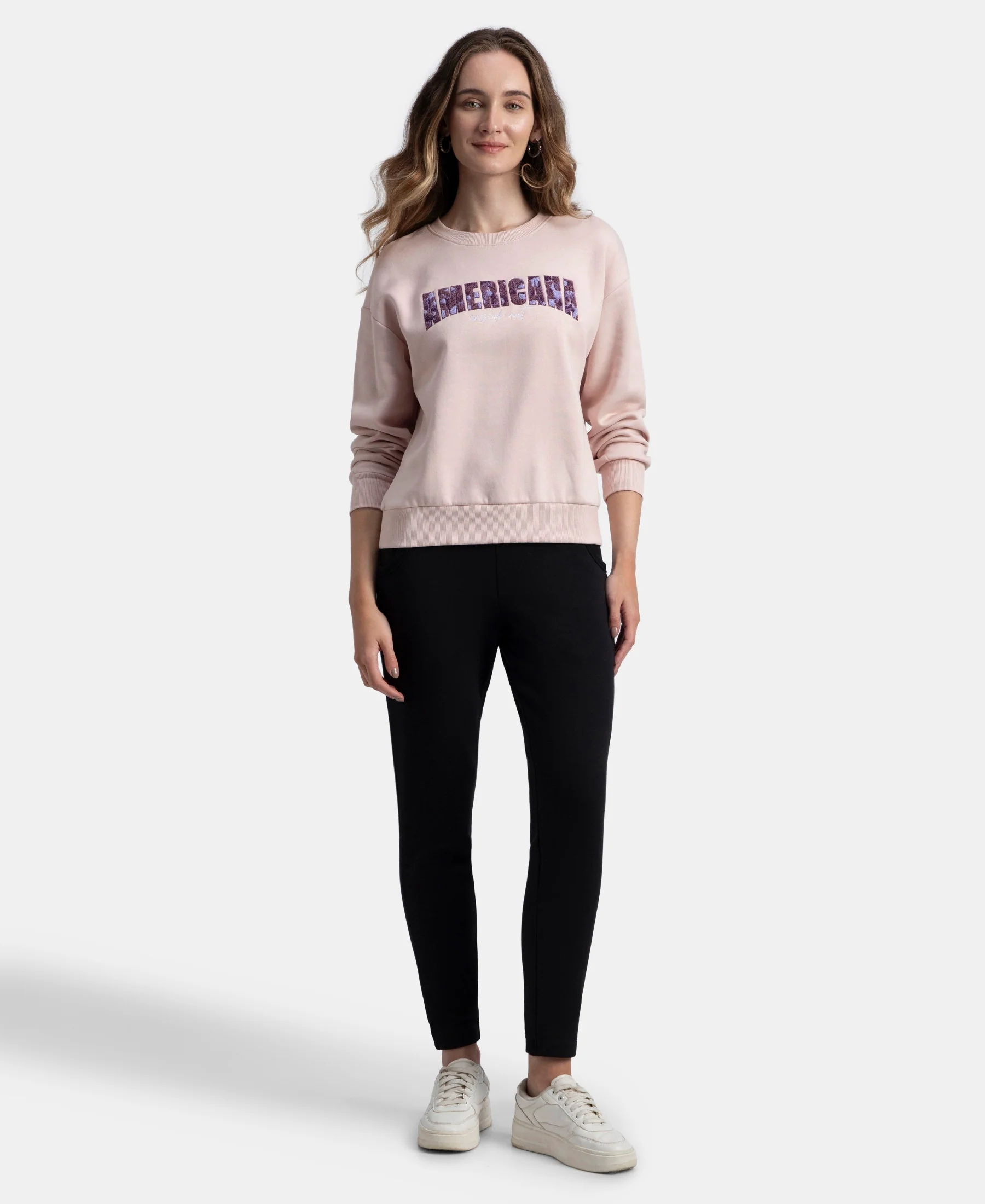 Super Combed Cotton Rich Fleece Fabric Oversized Printed Sweatshirt with StayWarm Tech - Hushed Violet - Image 4