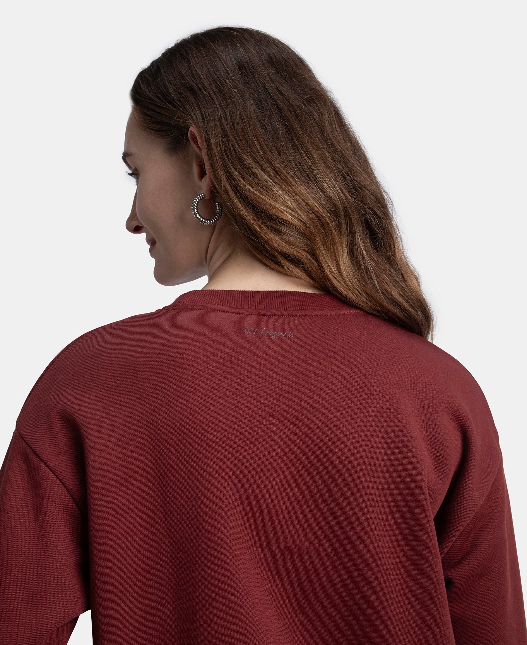 Super Combed Cotton Rich Fleece Fabric Oversized Printed Sweatshirt with StayWarm Tech - Pomegranate - Image 7