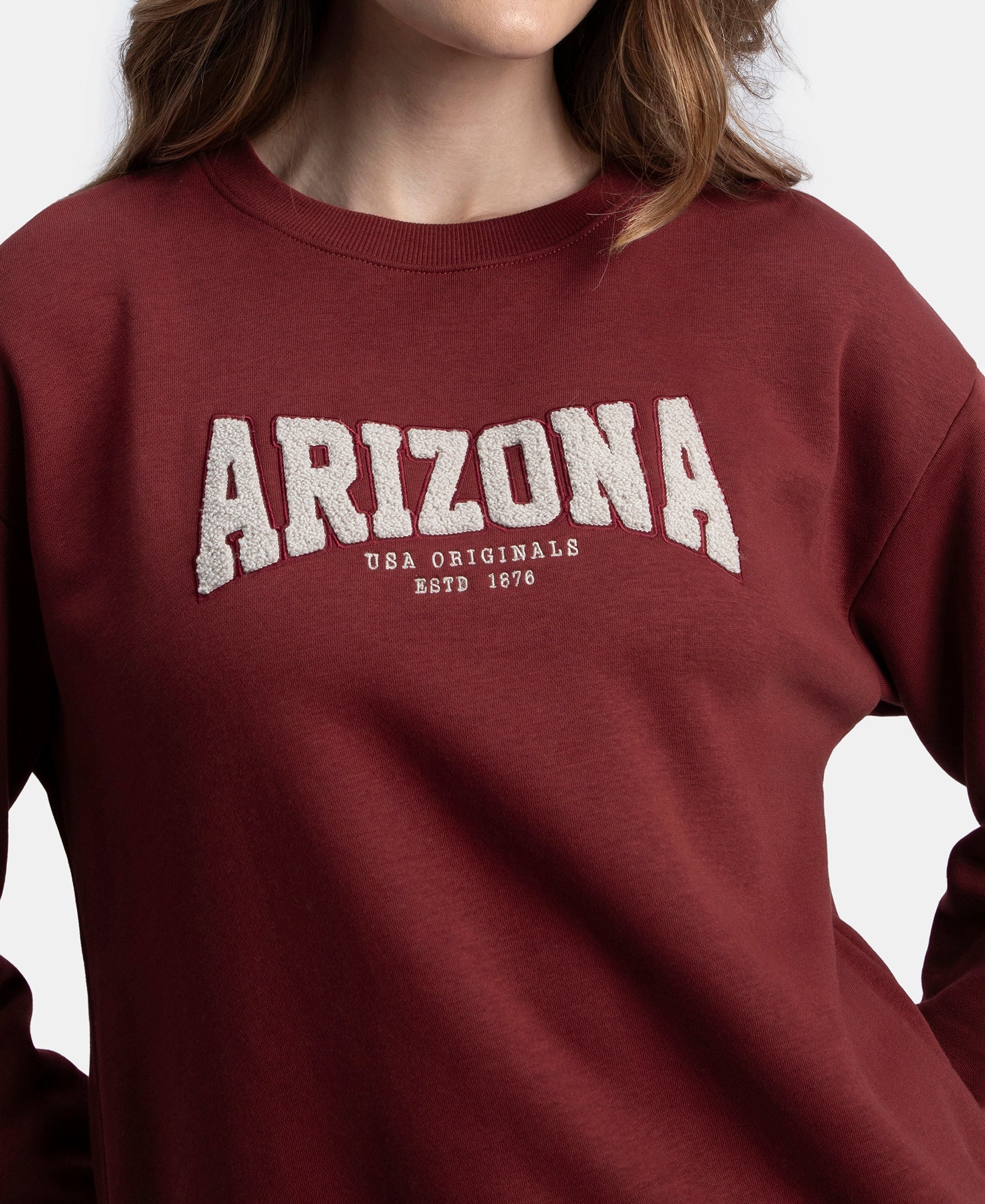 Super Combed Cotton Rich Fleece Fabric Oversized Printed Sweatshirt with StayWarm Tech - Pomegranate - Image 8
