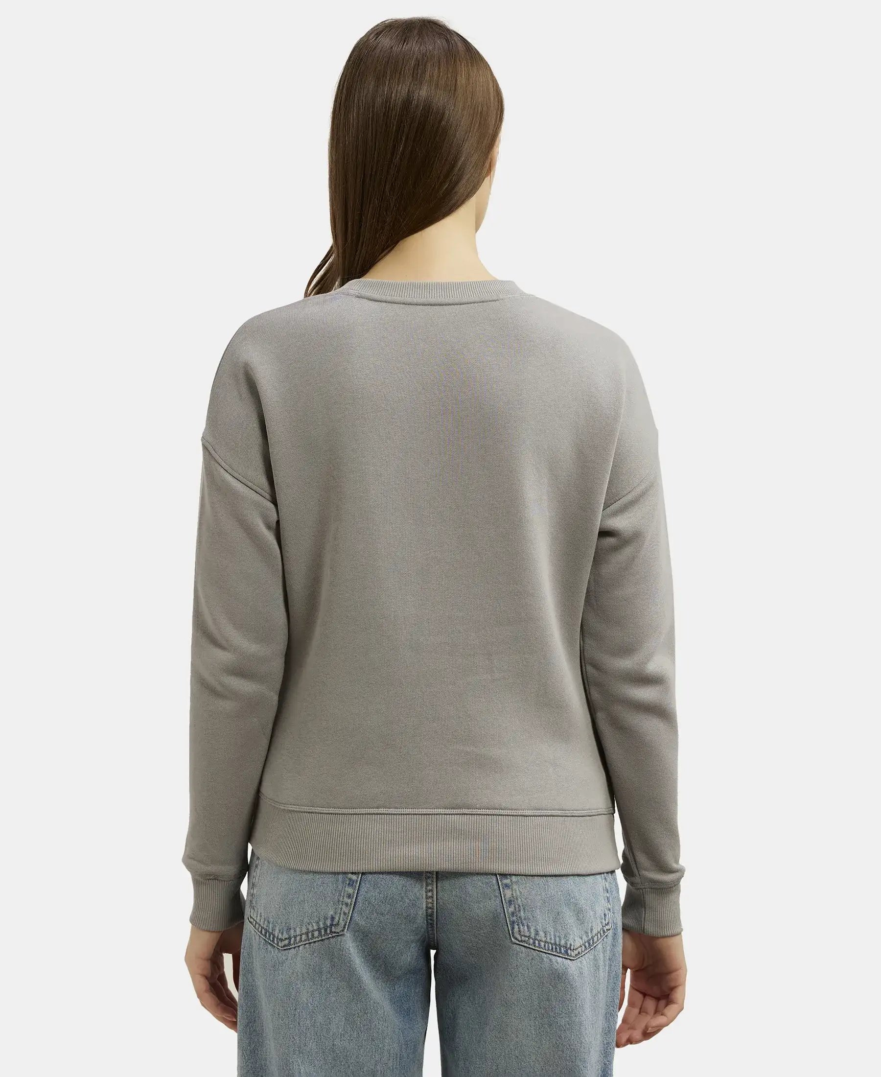 Super Combed Cotton Rich Fleece Fabric Printed Sweatshirt with Drop Shoulder Styling - Sky Rocket - Image 3