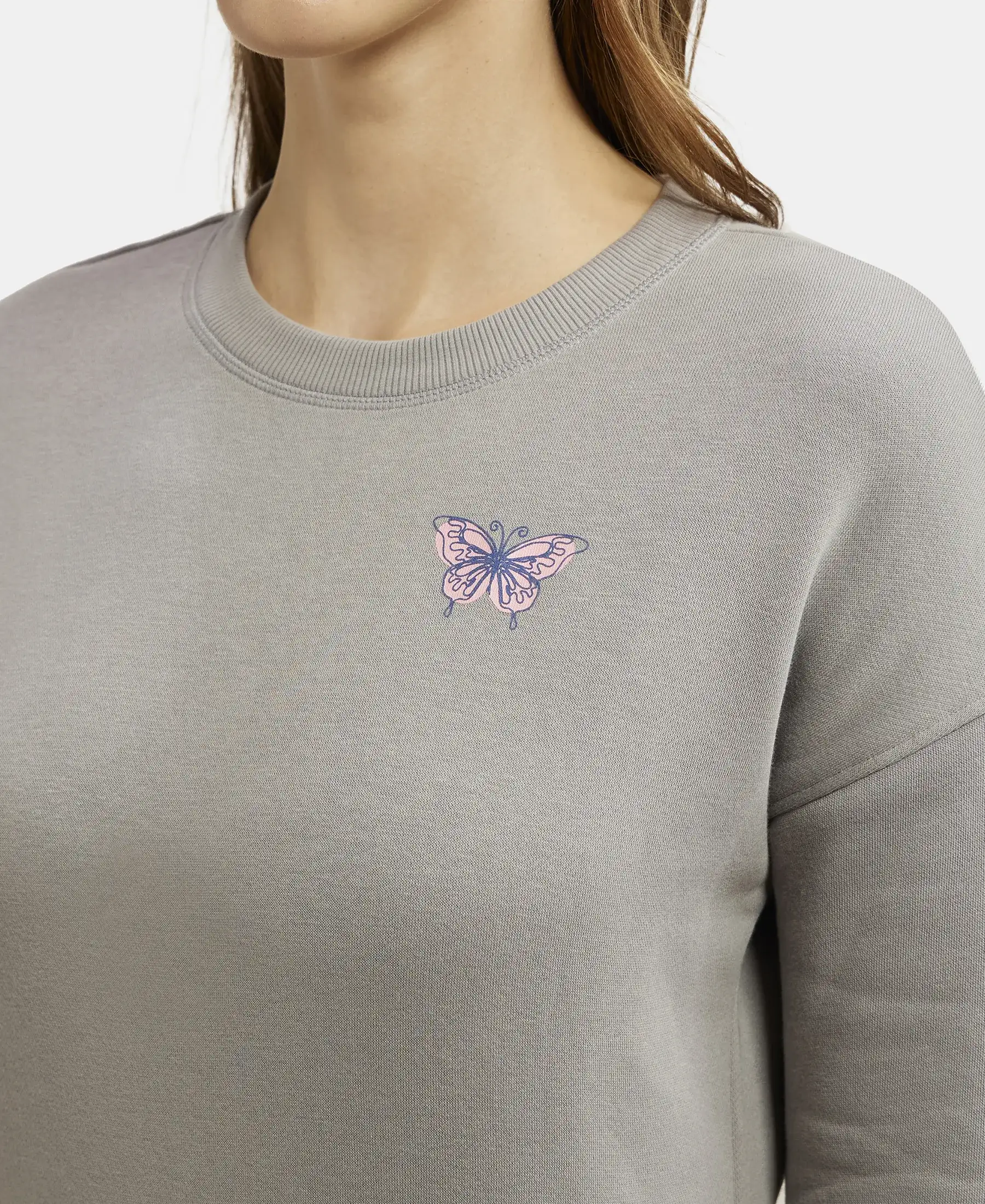 Super Combed Cotton Rich Fleece Fabric Printed Sweatshirt with Drop Shoulder Styling - Sky Rocket - Image 7