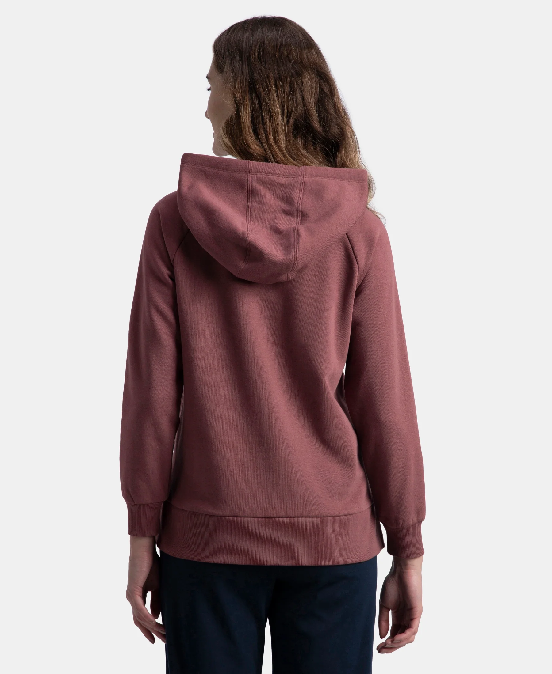 Super Combed Cotton Rich Fleece Fabric Raglan Sleeve Hoodie Sweatshirt - Wild Ginger - Image 3
