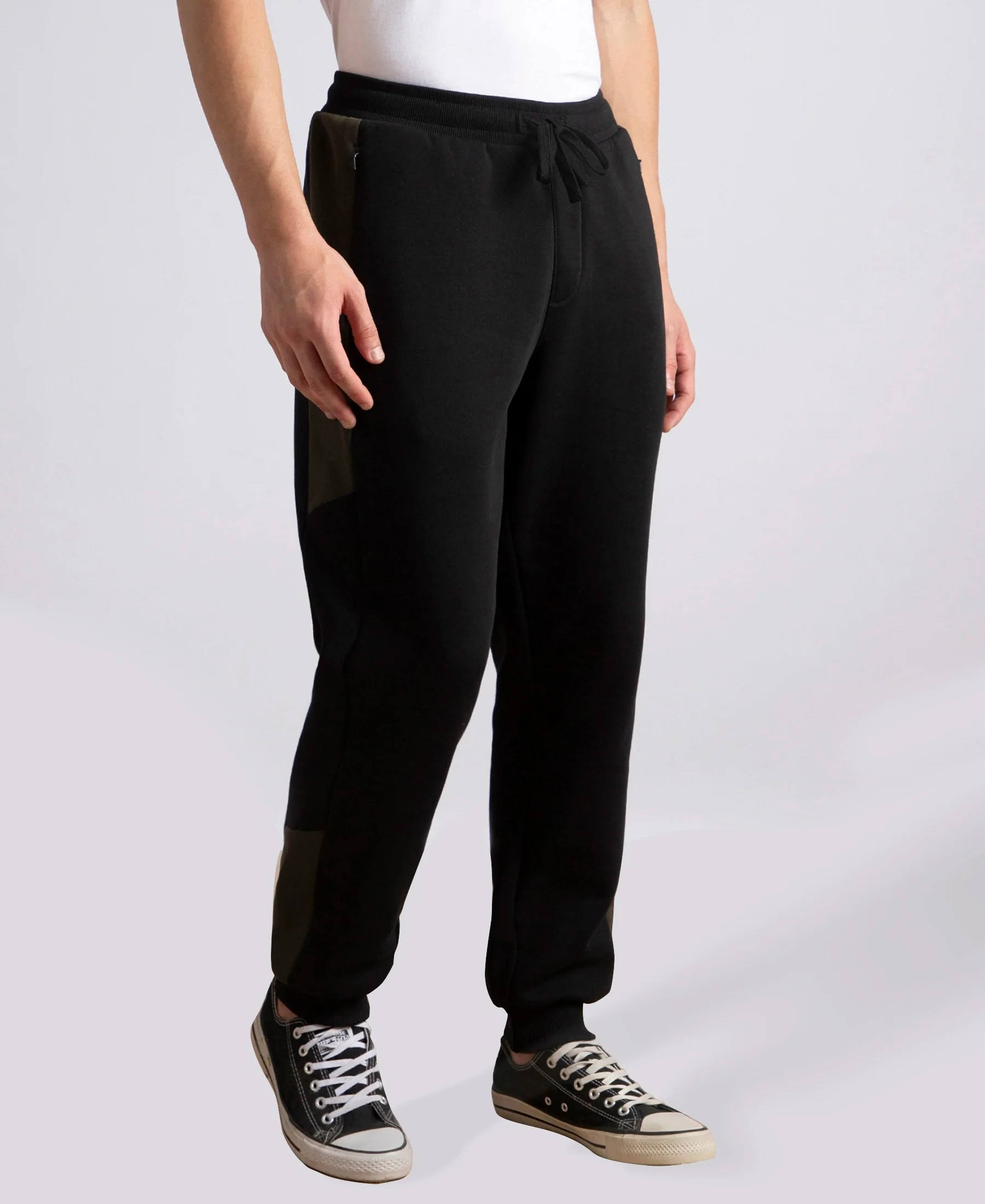 Super Combed Cotton Rich Fleece Fabric Regular Fit Jogger with Zipper Pockets - Black - Image 2
