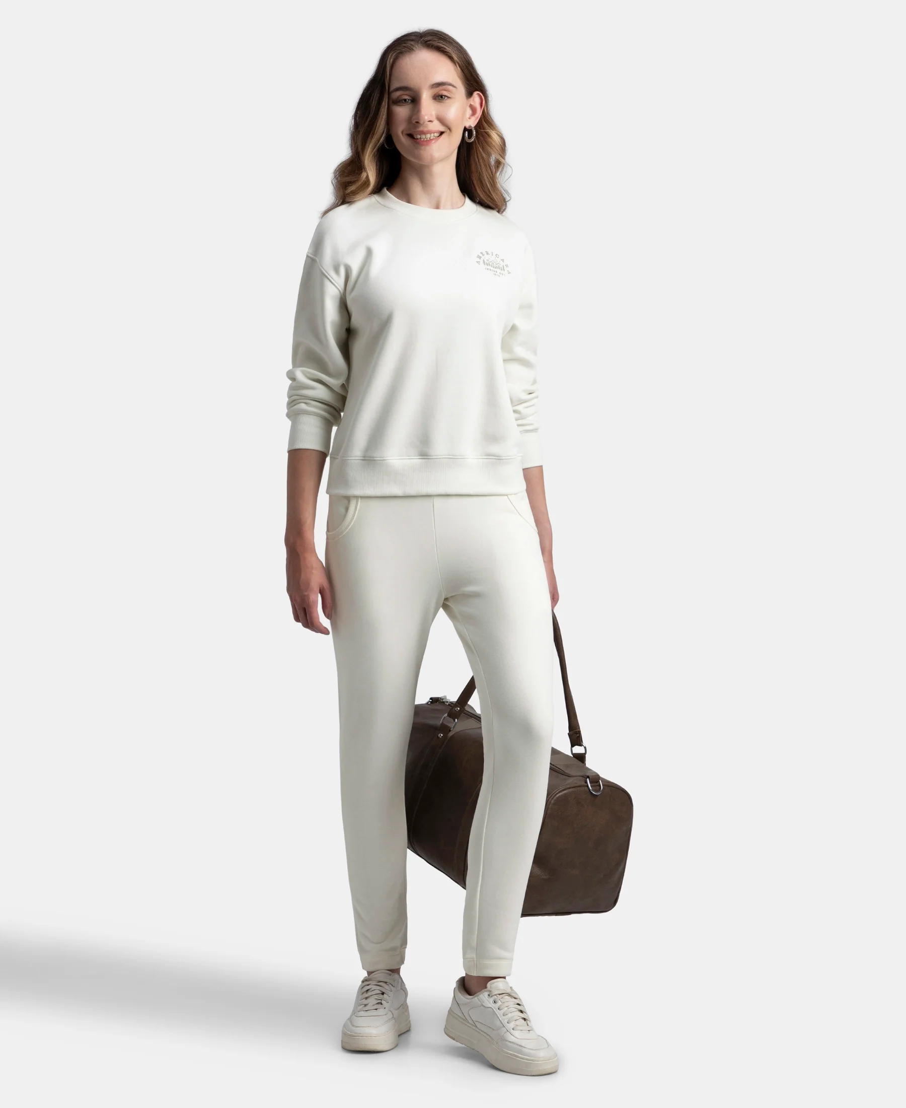Super Combed Cotton Rich Fleece Fabric Regular Fit Joggers with StayWarm Technology - Cannoli Cream - Image 6