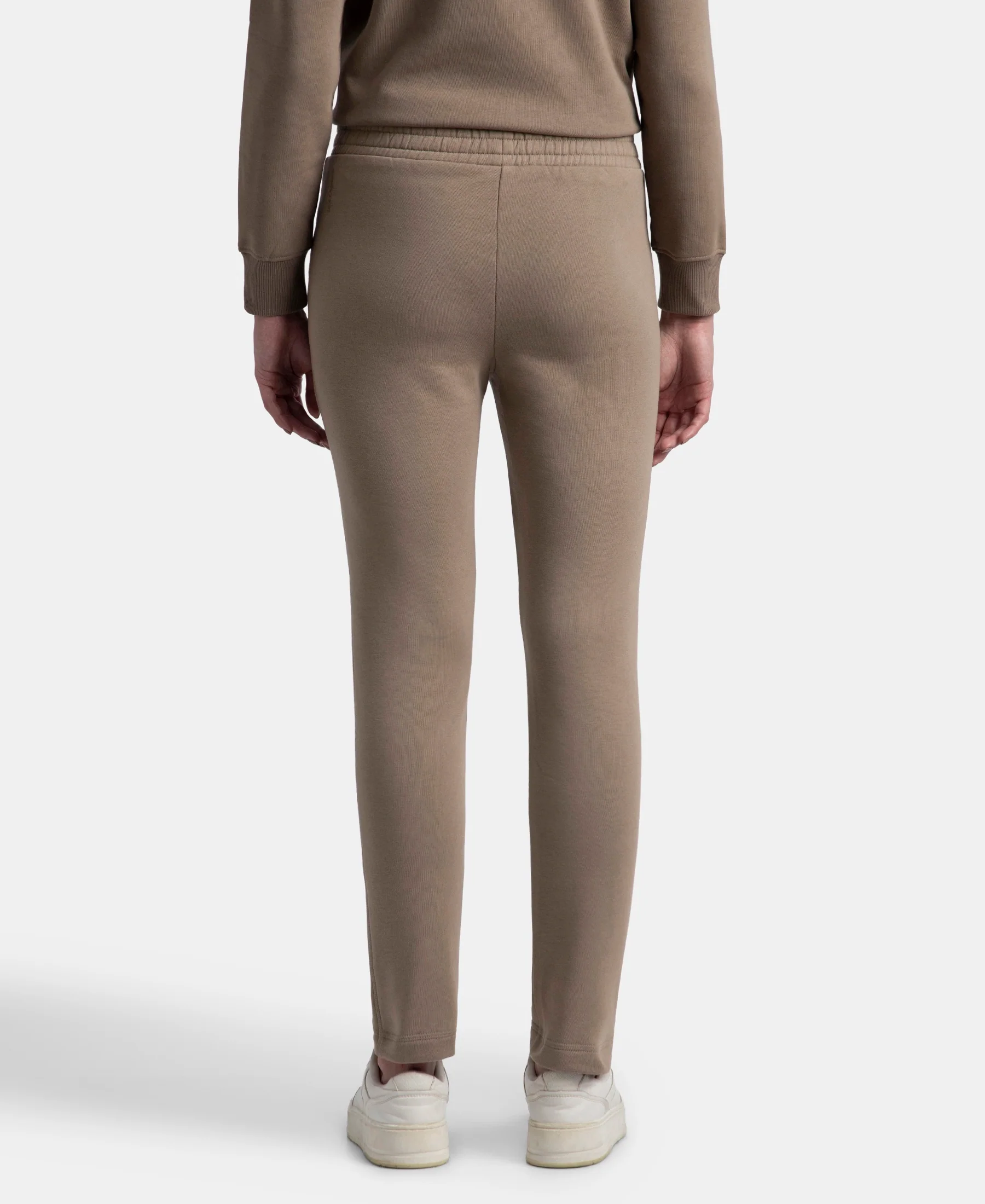 Super Combed Cotton Rich Fleece Fabric Straight Fit Trackpants with Zipper Pockets - Desert Taupe - Image 3