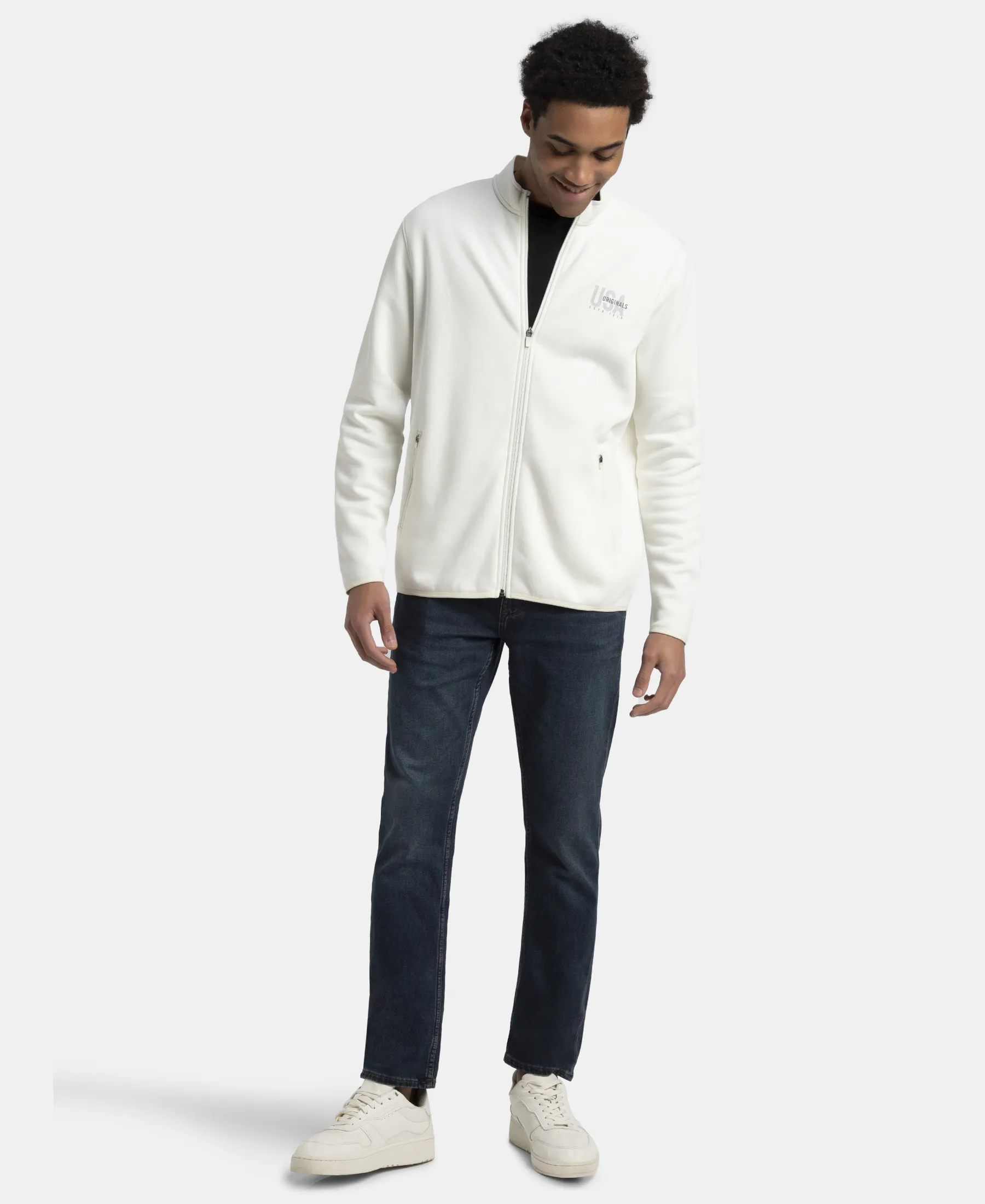 Super Combed Cotton Rich Fleece Jacket with StayWarm Technology - Cannoli Cream - Image 4