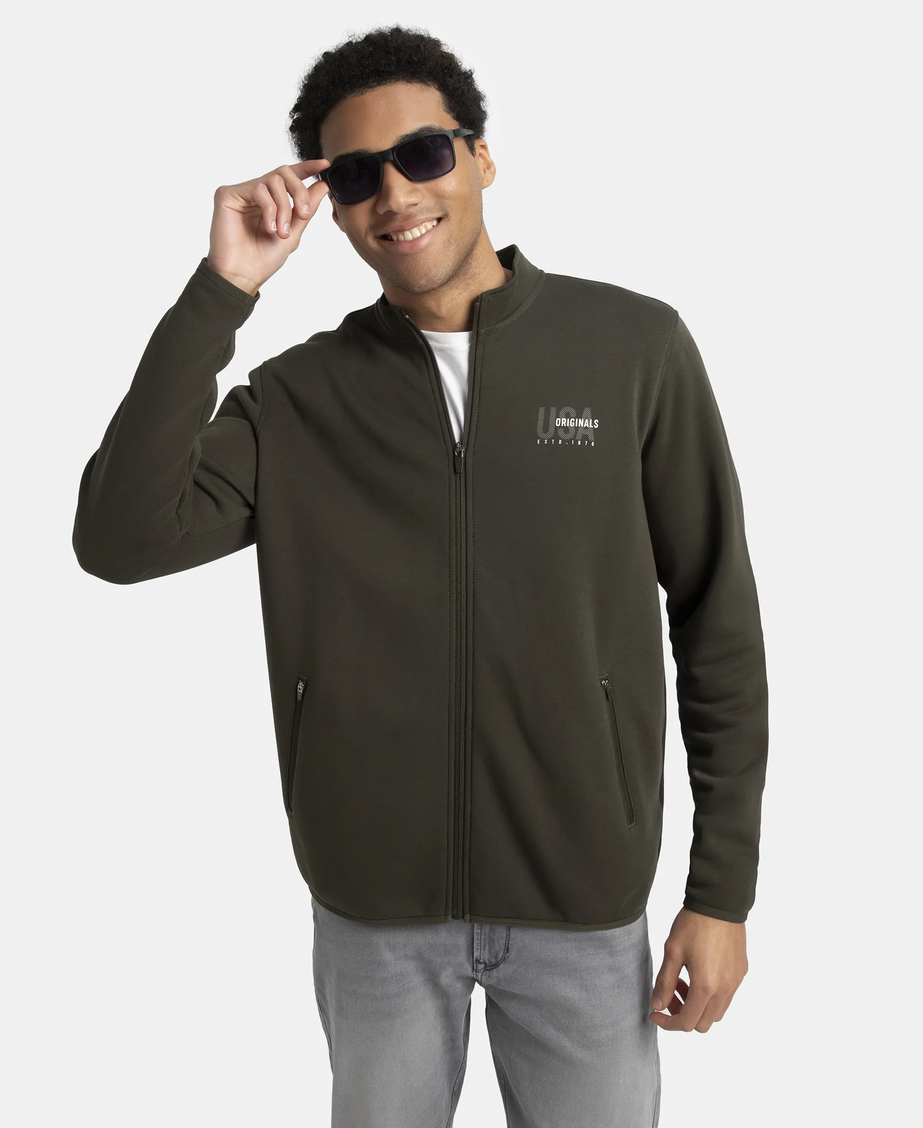 Super Combed Cotton Rich Fleece Jacket with StayWarm Technology - Olive - Image 5