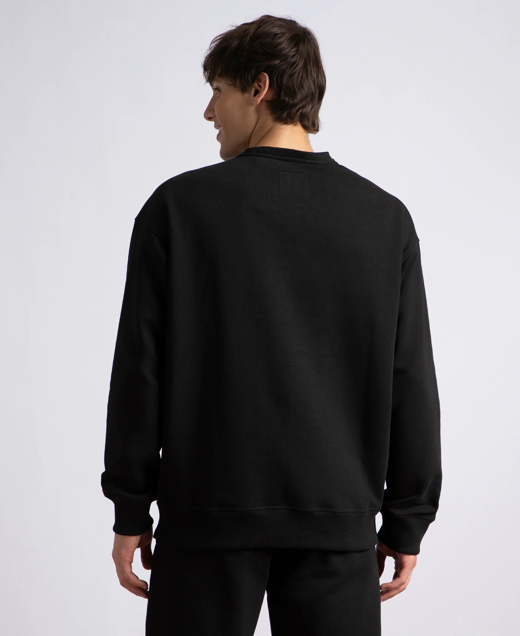 Super Combed Cotton Rich Fleece Printed Sweatshirt with StayWarm Technology - Black - Image 3