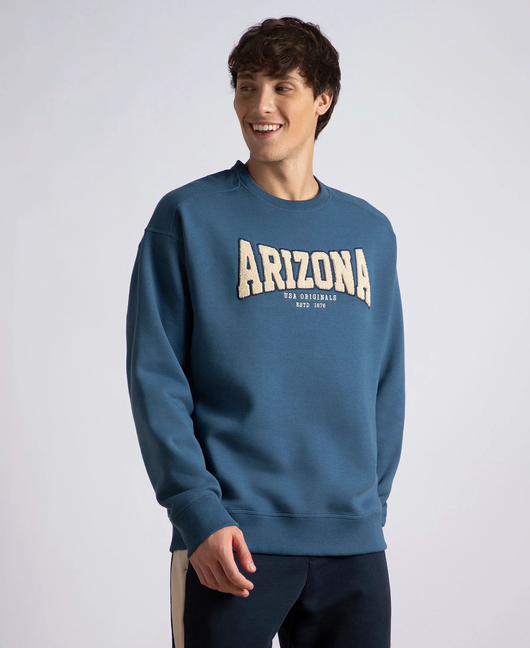 Super Combed Cotton Rich Fleece Printed Sweatshirt with StayWarm Technology - Ensign Blue - Image 2