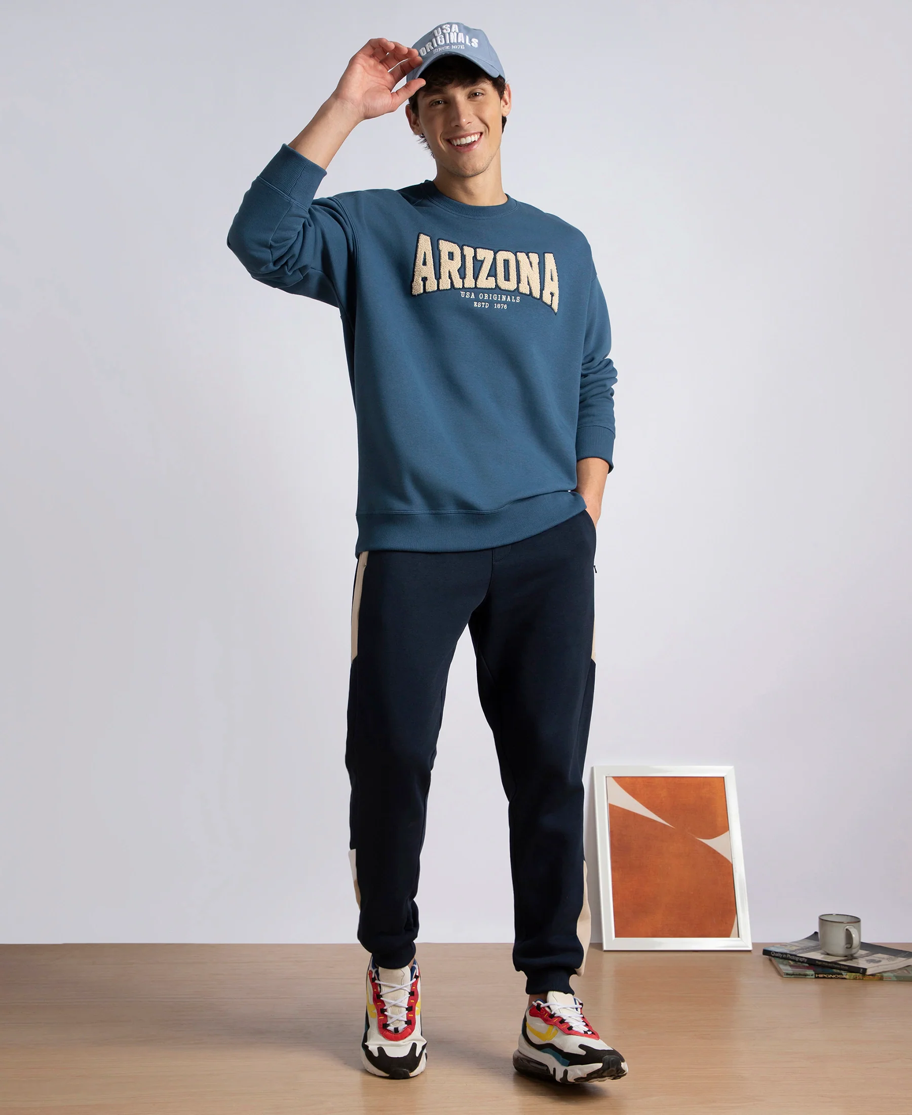Super Combed Cotton Rich Fleece Printed Sweatshirt with StayWarm Technology - Ensign Blue - Image 4