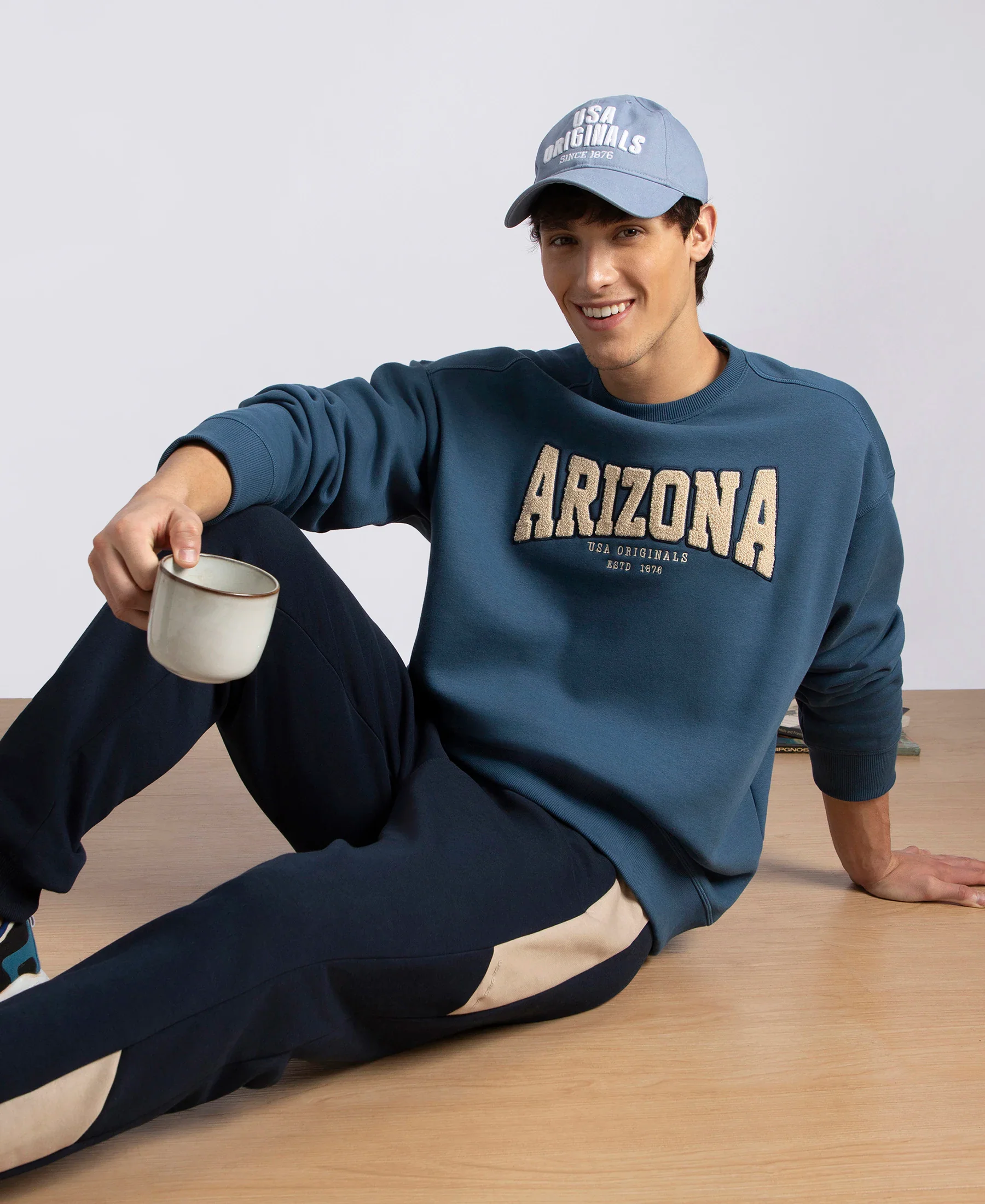 Super Combed Cotton Rich Fleece Printed Sweatshirt with StayWarm Technology - Ensign Blue - Image 5