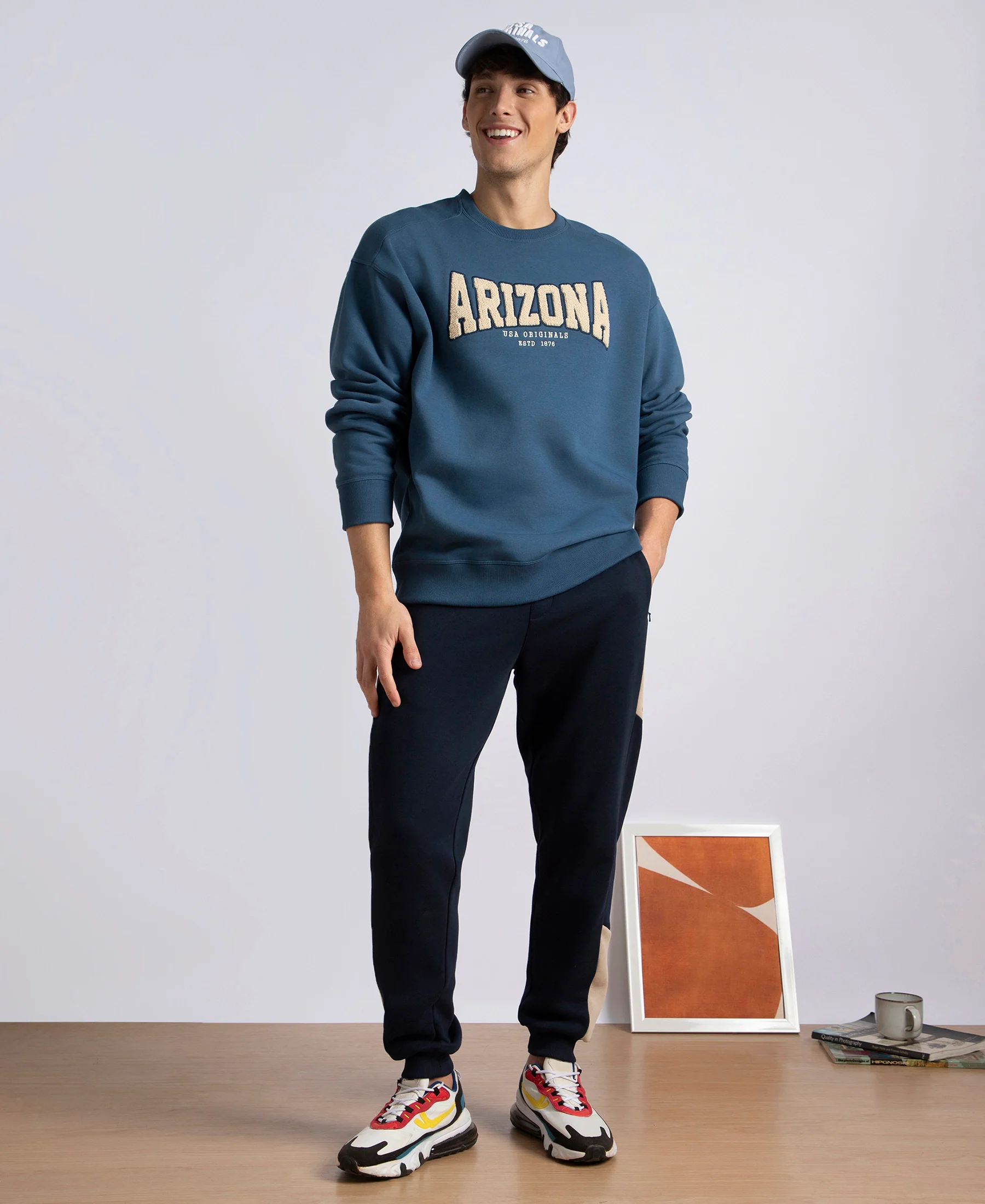 Super Combed Cotton Rich Fleece Printed Sweatshirt with StayWarm Technology - Ensign Blue - Image 6