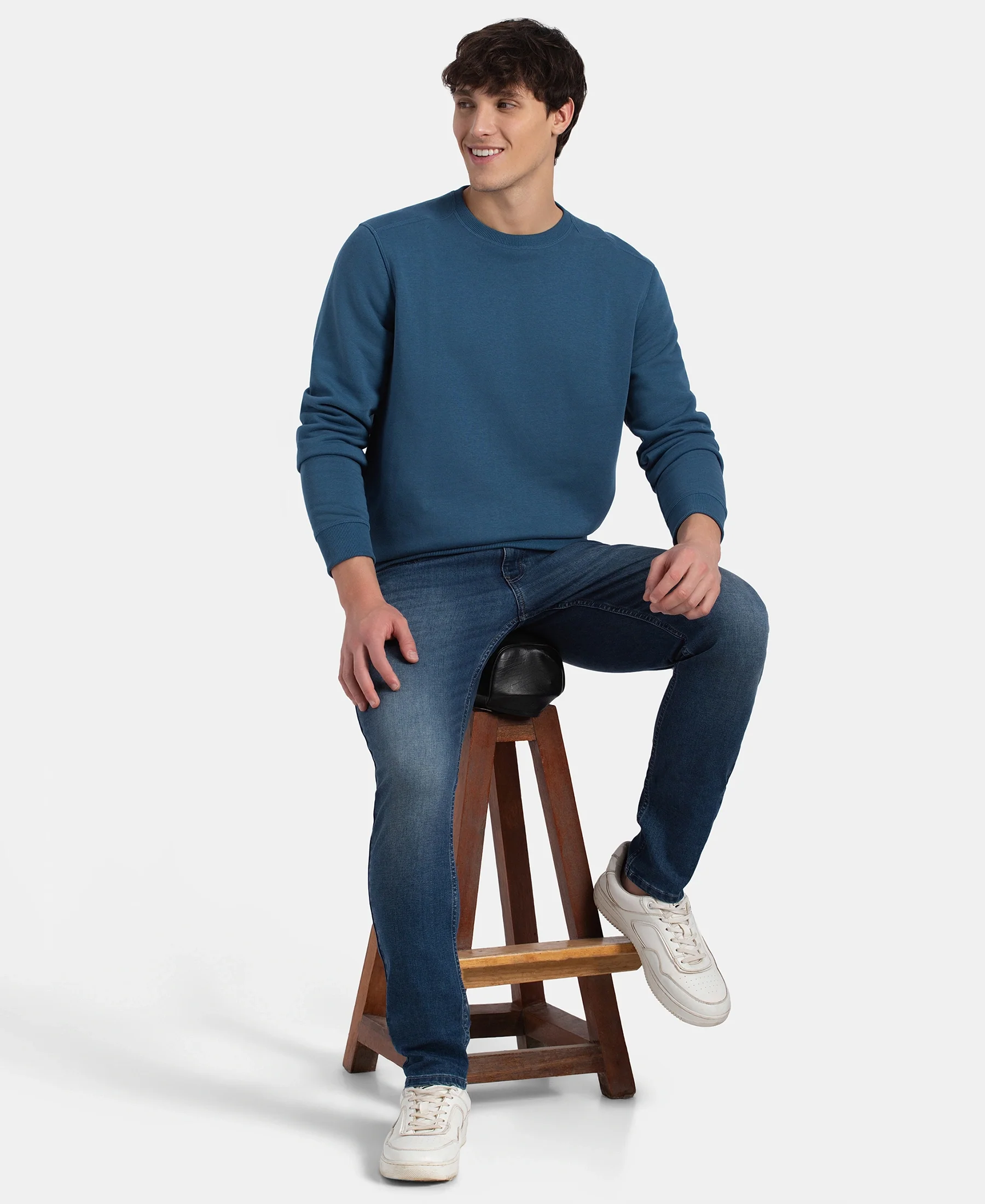 Super Combed Cotton Rich Fleece Sweatshirt with StayWarm Technology - Ensign Blue - Image 6