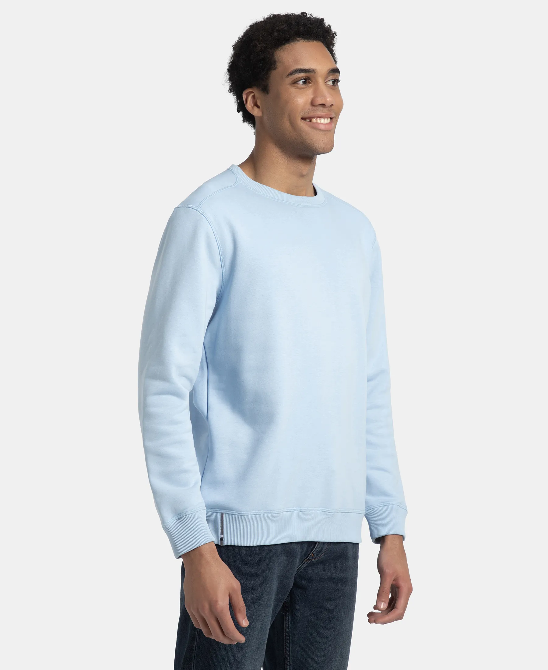 Super Combed Cotton Rich Fleece Sweatshirt with StayWarm Technology - Powder Blue - Image 2