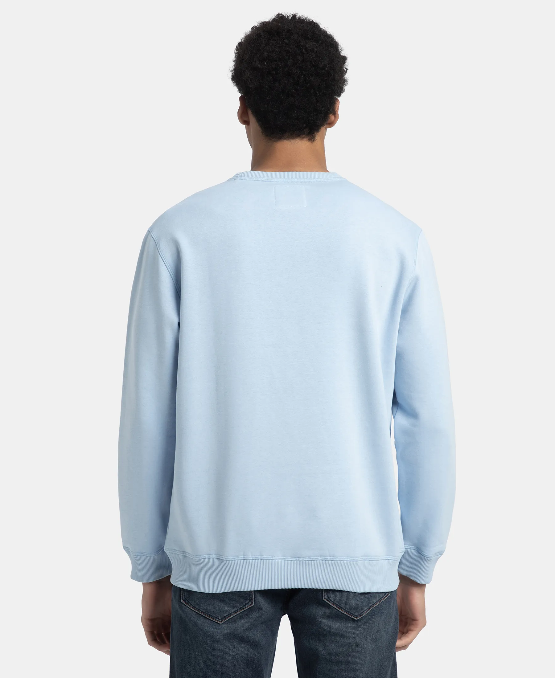 Super Combed Cotton Rich Fleece Sweatshirt with StayWarm Technology - Powder Blue - Image 3