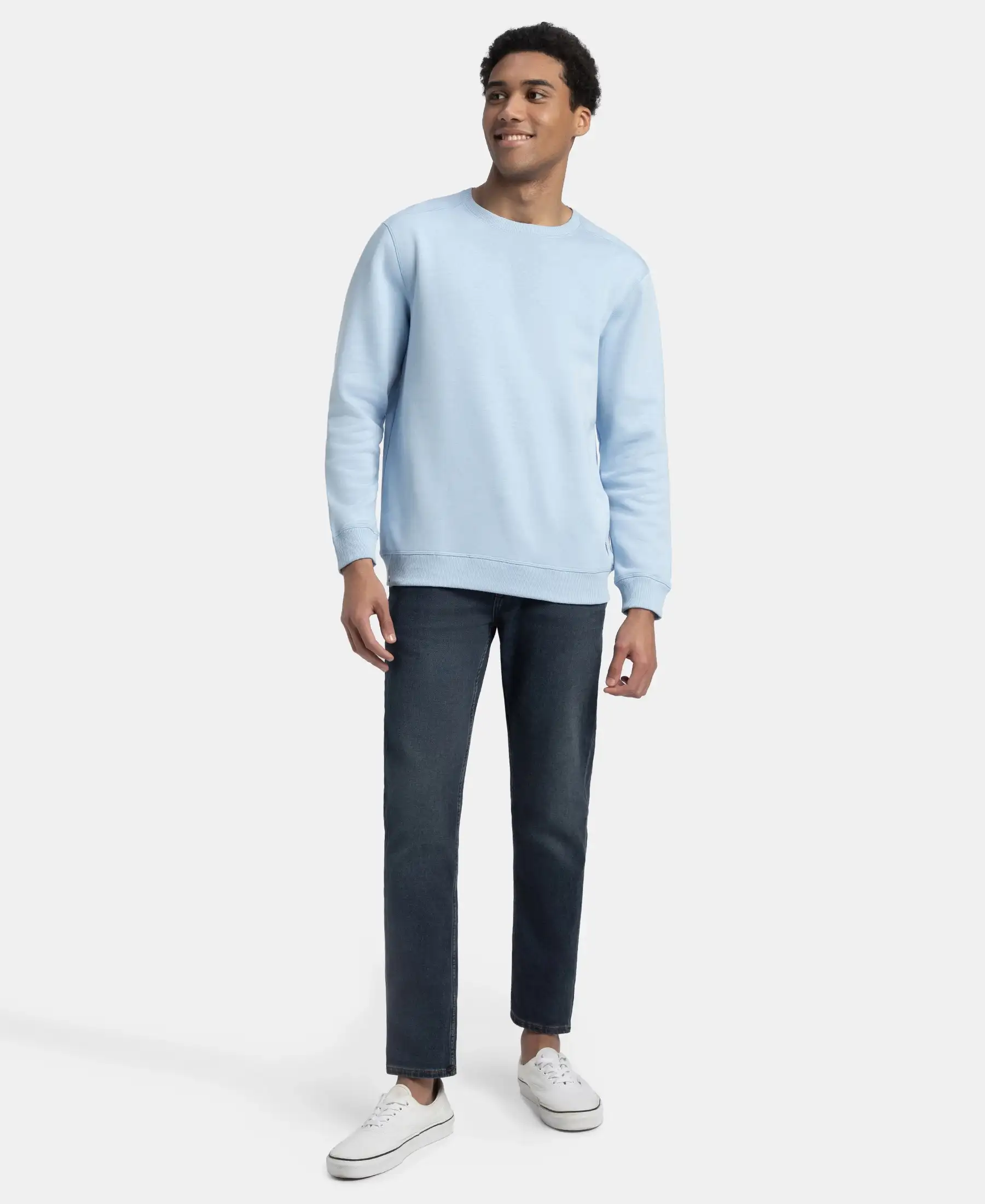 Super Combed Cotton Rich Fleece Sweatshirt with StayWarm Technology - Powder Blue - Image 4