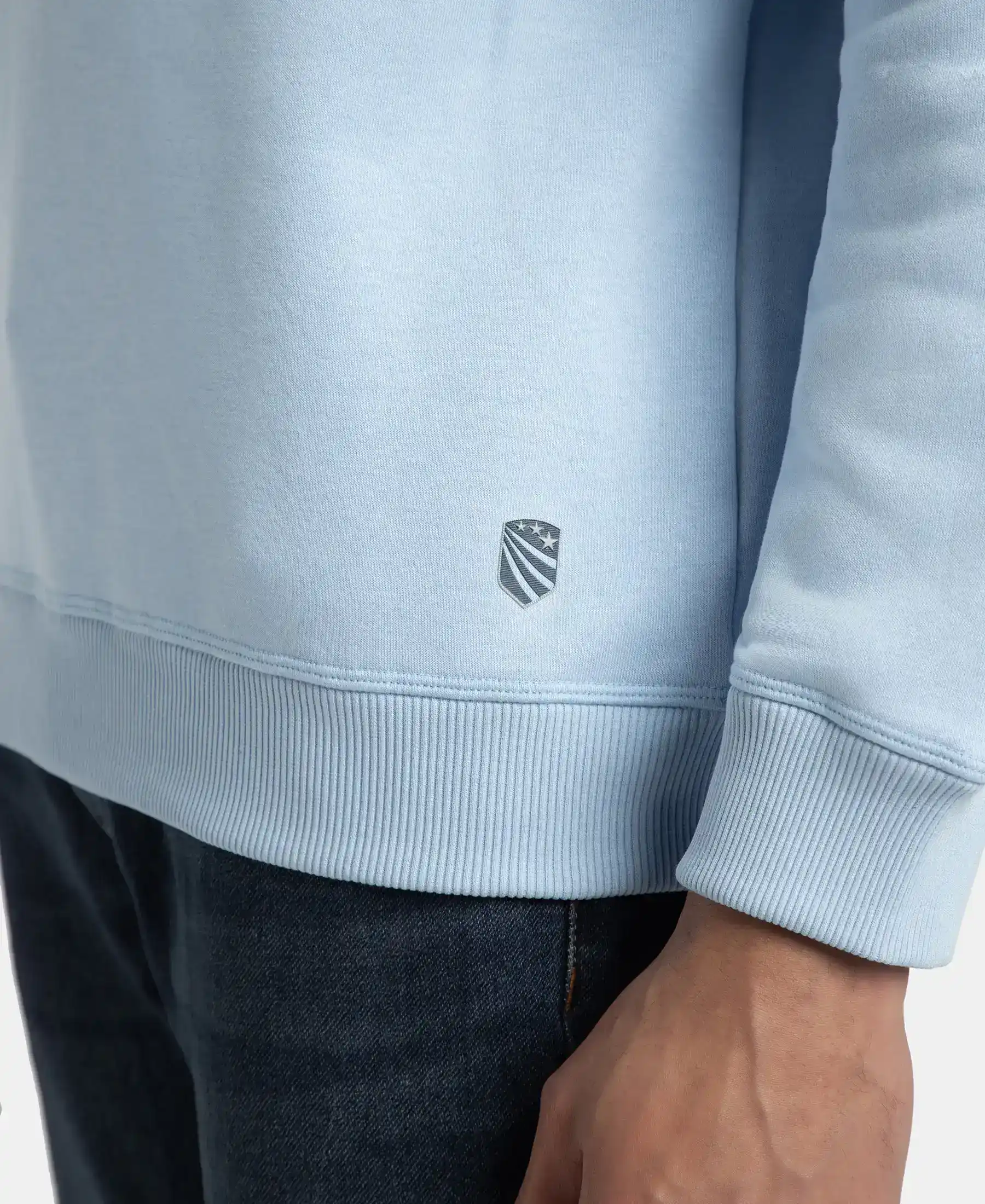 Super Combed Cotton Rich Fleece Sweatshirt with StayWarm Technology - Powder Blue - Image 8