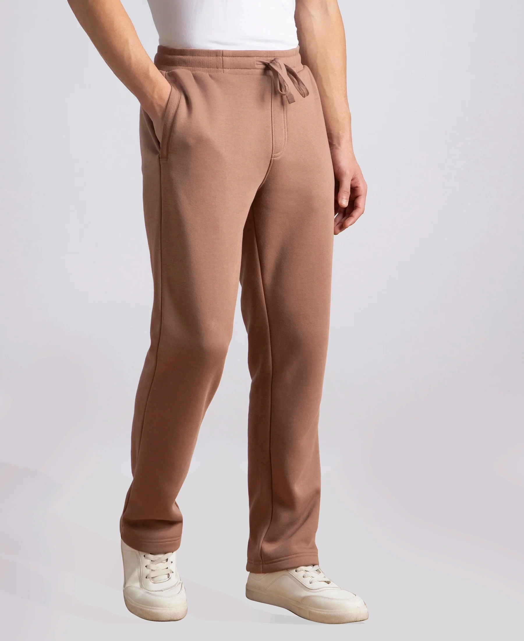 Super Combed Cotton Rich Straight Fit Fleece Trackpants with StayWarm Technology - Brownie - Image 2