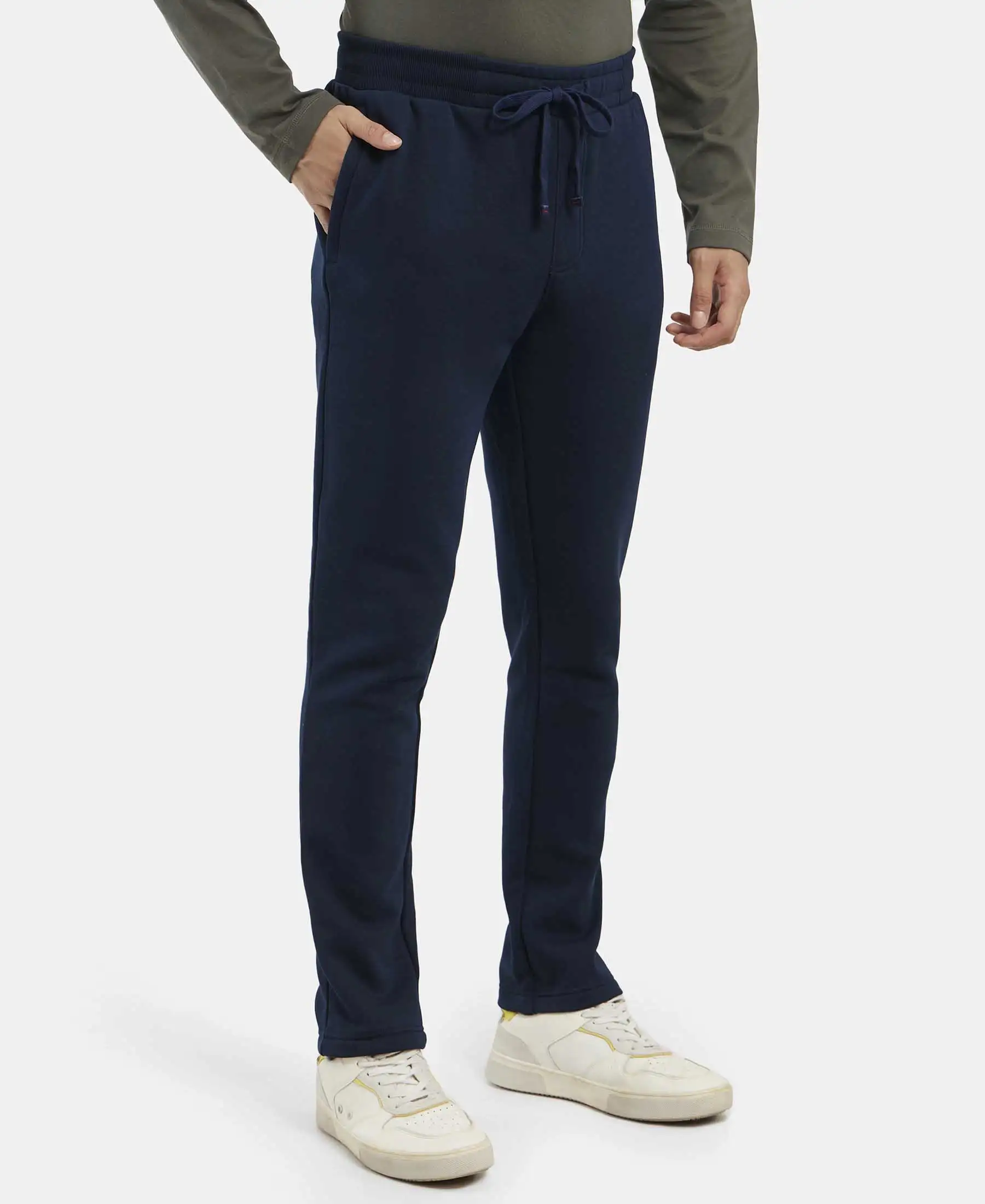 Super Combed Cotton Rich Fleece Trackpants with StayWarm Technology - Navy - Image 2