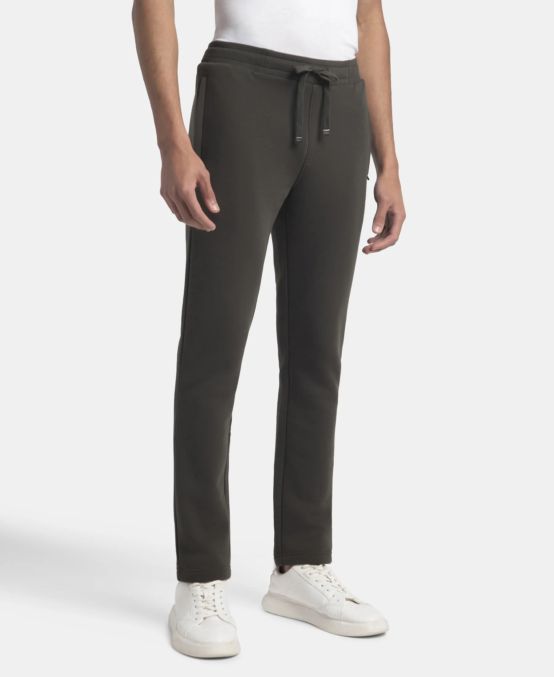 Super Combed Cotton Rich Fleece Trackpants with StayWarm Technology - Olive - Image 2