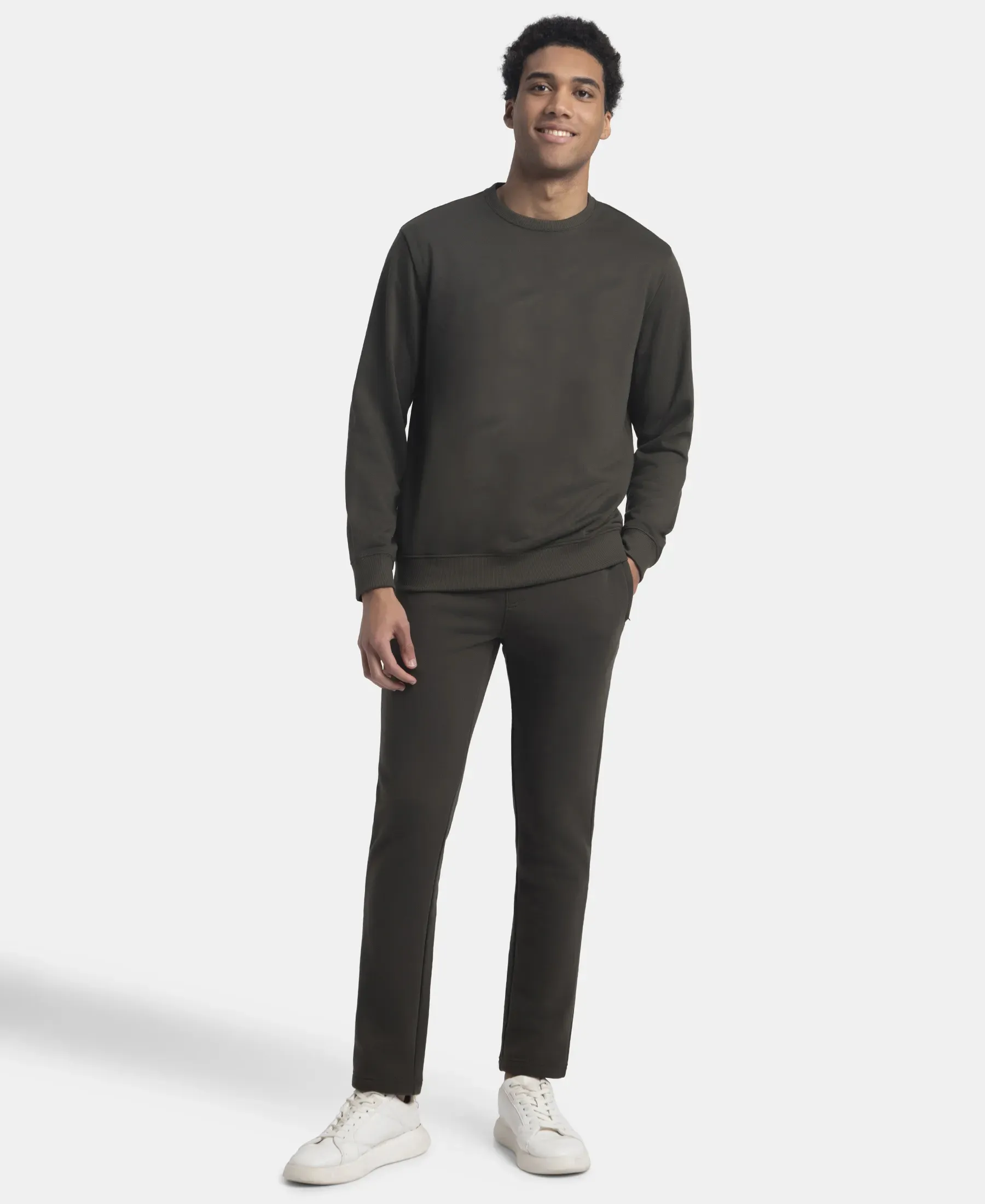 Super Combed Cotton Rich Fleece Trackpants with StayWarm Technology - Olive - Image 4