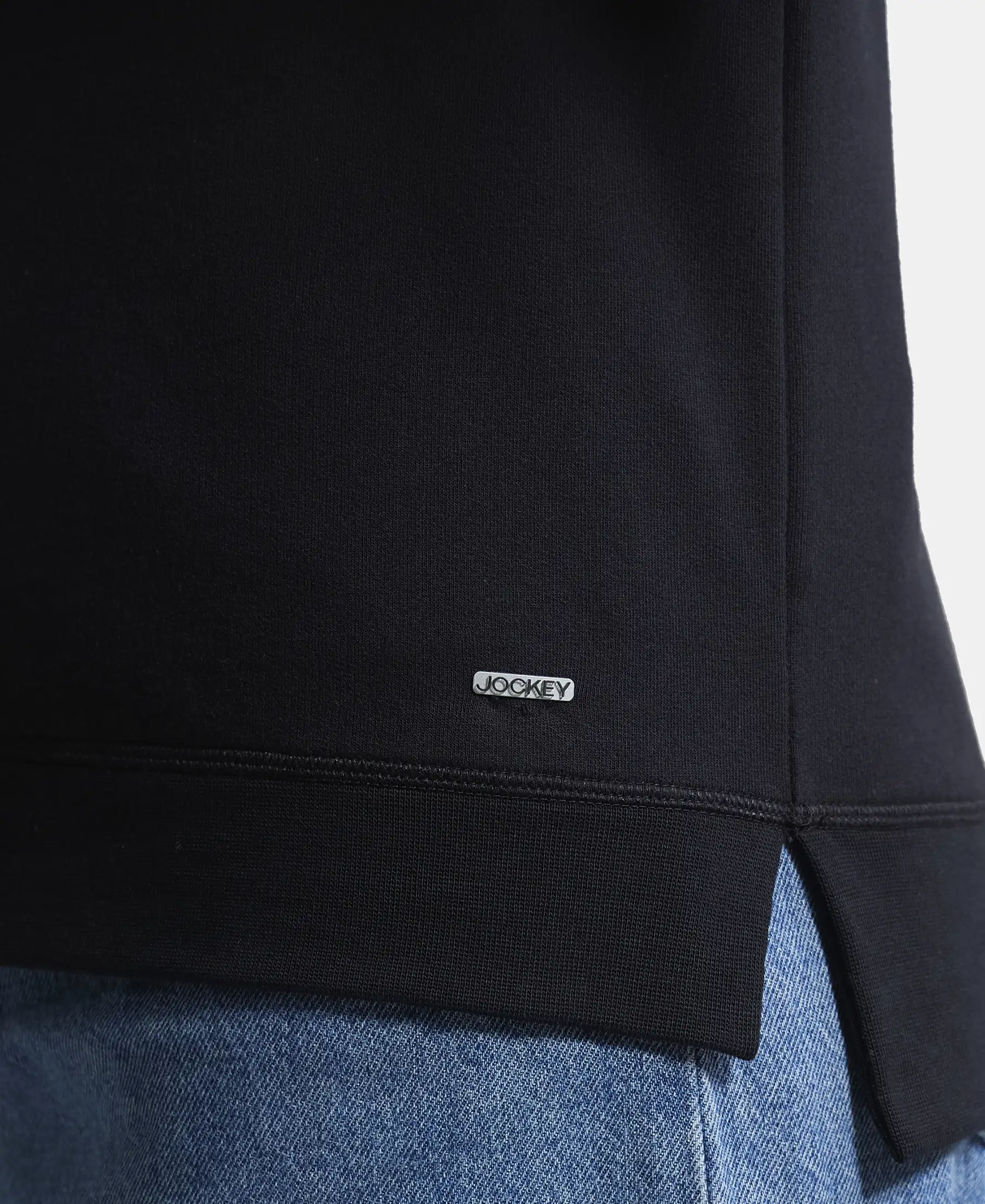 Super Combed Cotton Rich French Terry Fabric Solid Sweatshirt with Raglan Sleeve Styling - Black - Image 7