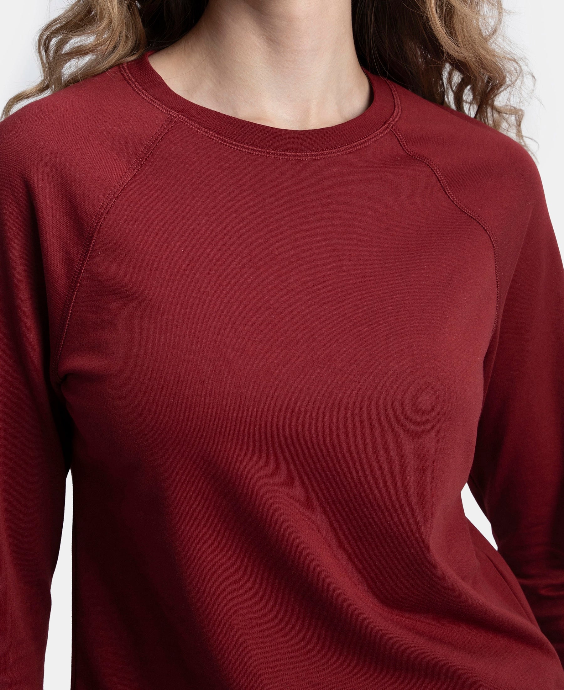 Super Combed Cotton Rich French Terry Fabric Solid Sweatshirt with Raglan Sleeve Styling - Pomegranate - Image 7