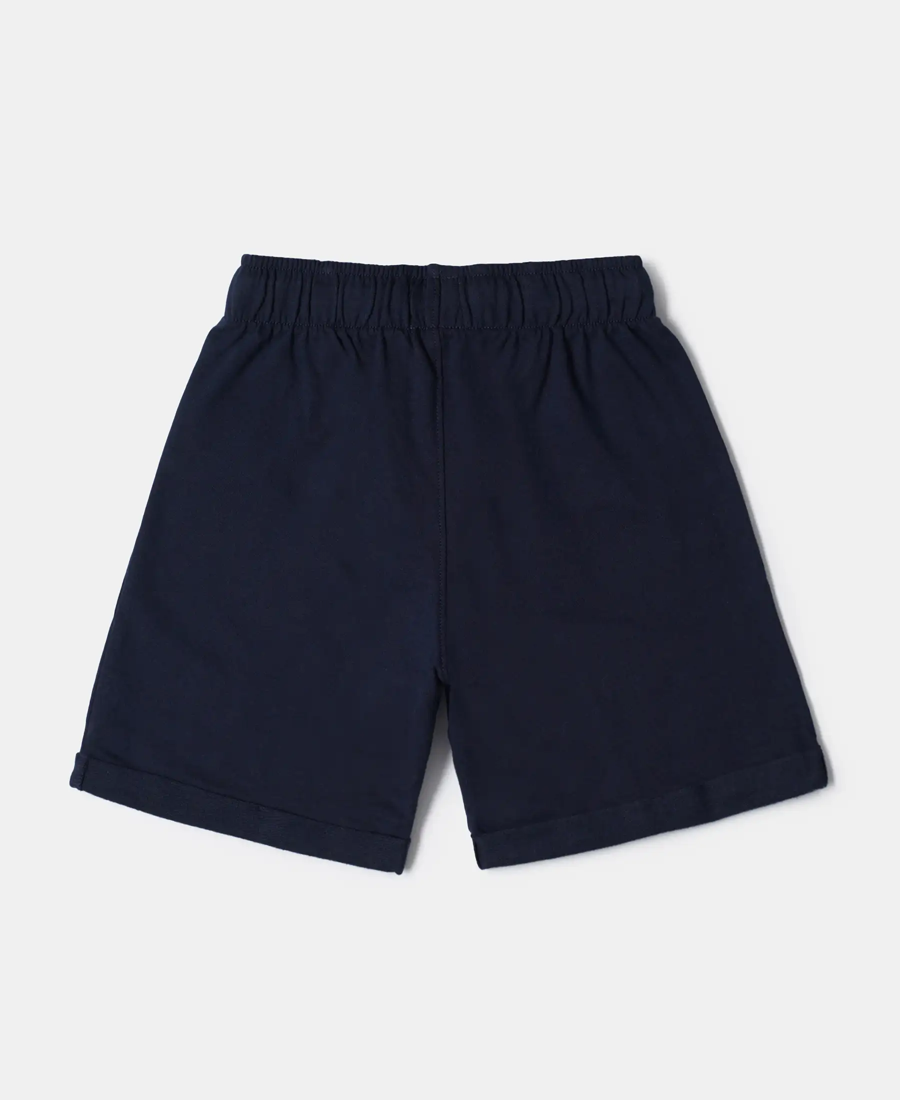 Boy's Super Combed Cotton Rich French Terry Graphic Printed Shorts with Turn Up Hem Styling - Navy - Image 2