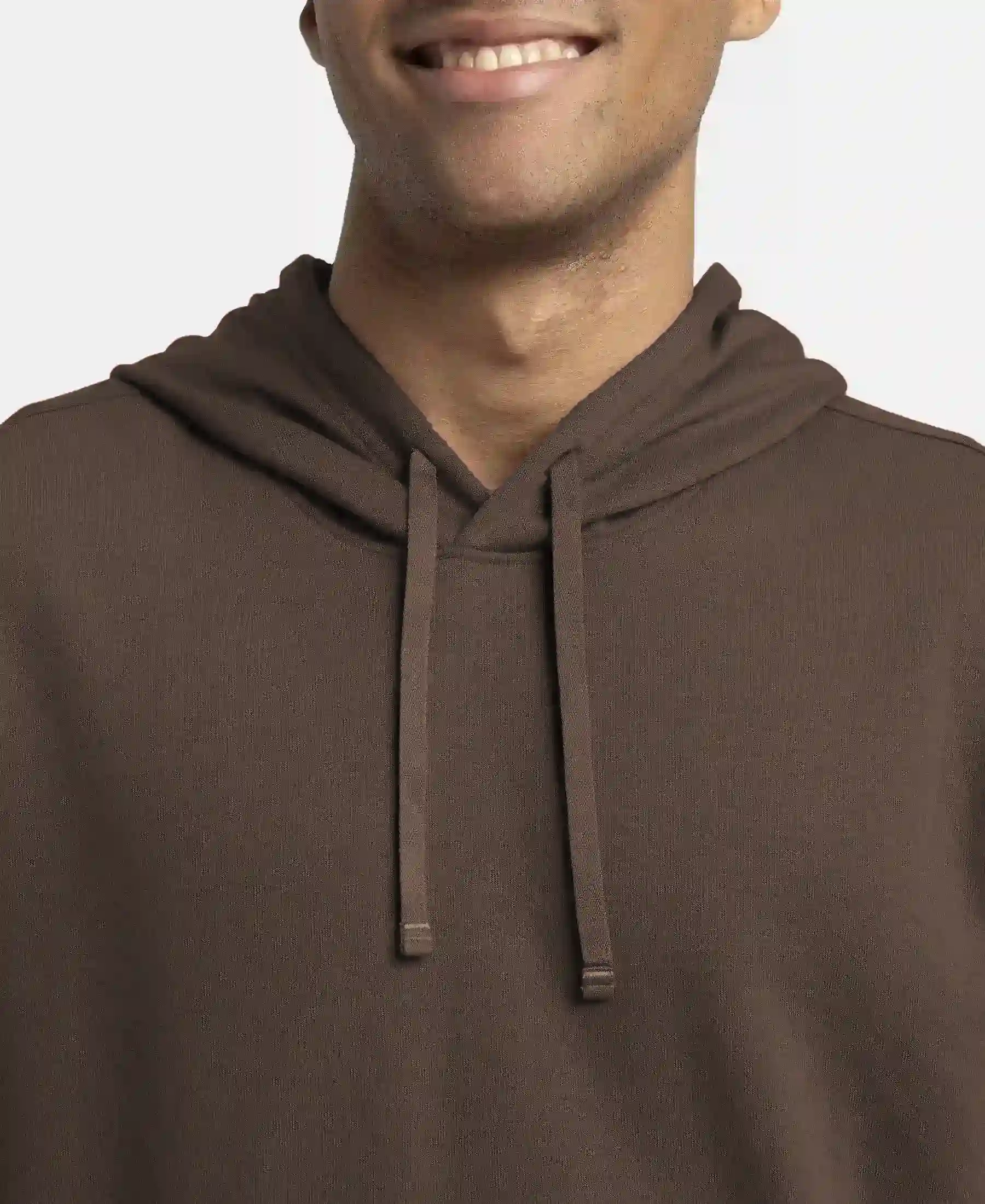 Super Combed Cotton Rich French Terry Hoodie Sweatshirt with Ribbed Cuffs - Dark Khaki - Image 6