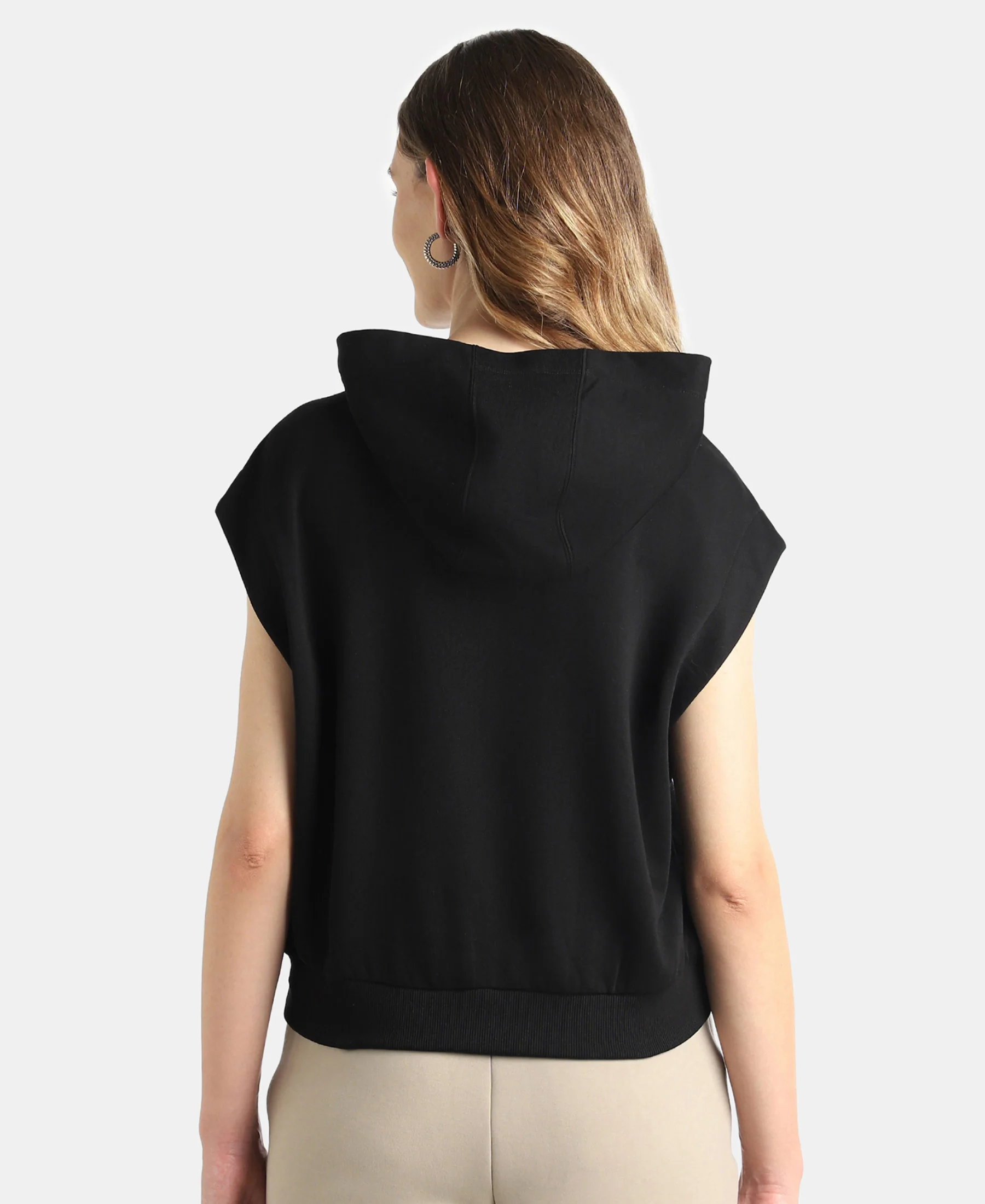 Super Combed Cotton Rich French Terry Oversized Sleeves Hoodie - Black - Image 3