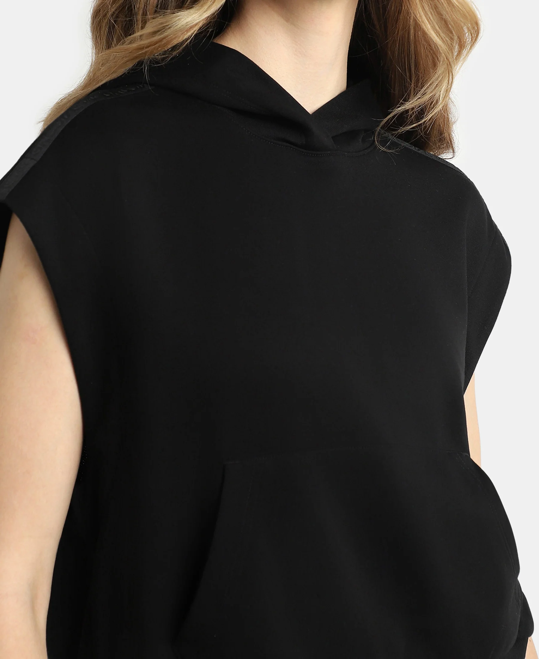 Super Combed Cotton Rich French Terry Oversized Sleeves Hoodie - Black - Image 7
