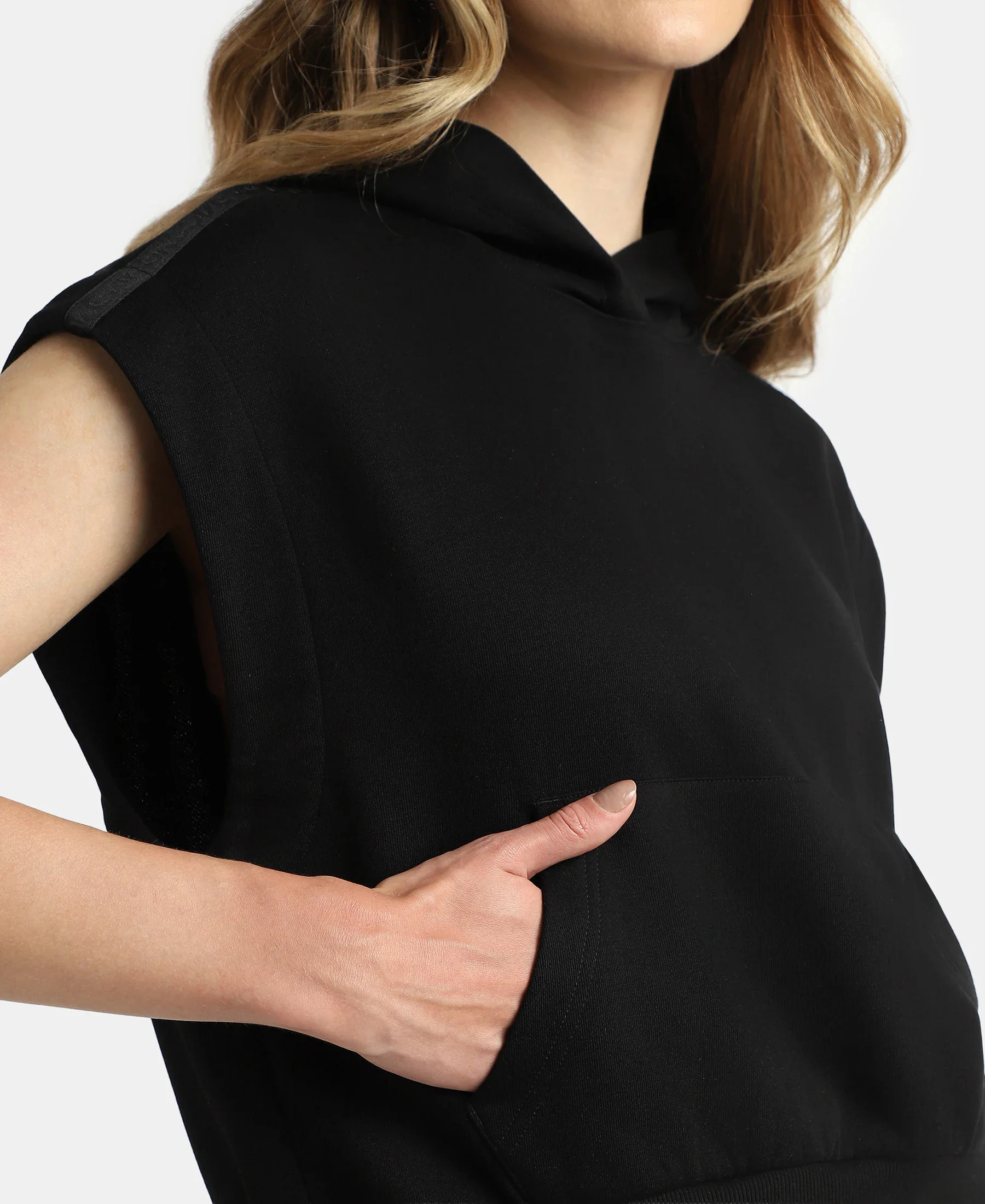 Super Combed Cotton Rich French Terry Oversized Sleeves Hoodie - Black - Image 9