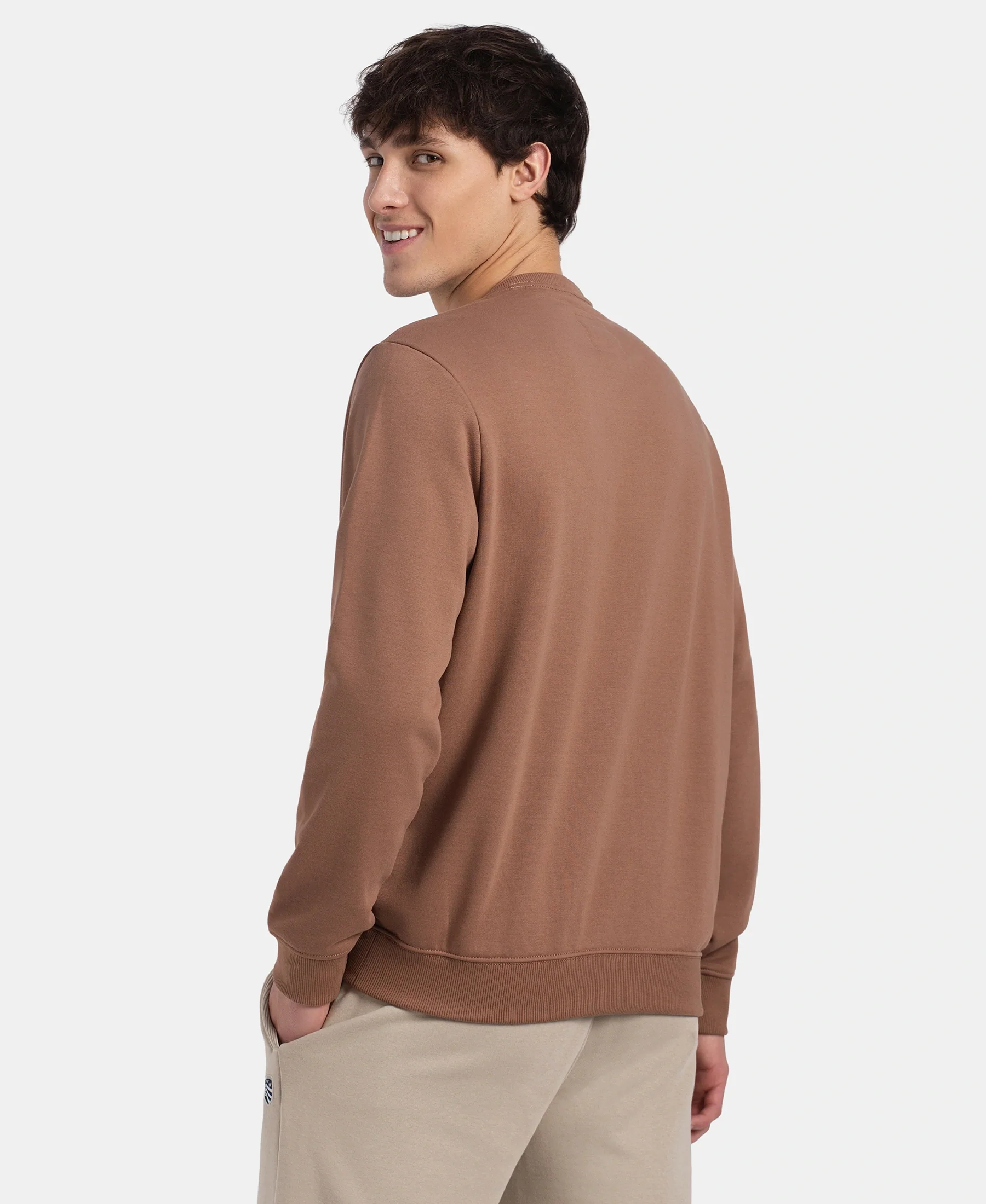 Super Combed Cotton Rich French Terry Printed Sweatshirt with Ribbed Cuffs - Acorn - Image 3