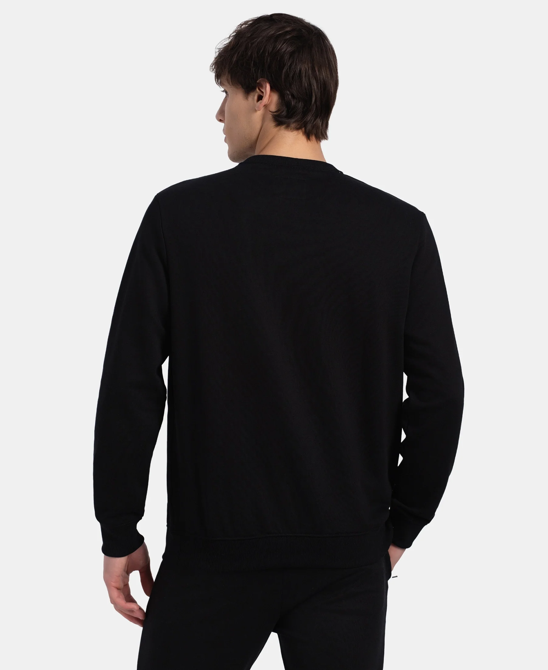 Super Combed Cotton Rich French Terry Printed Sweatshirt with Ribbed Cuffs - Black - Image 3