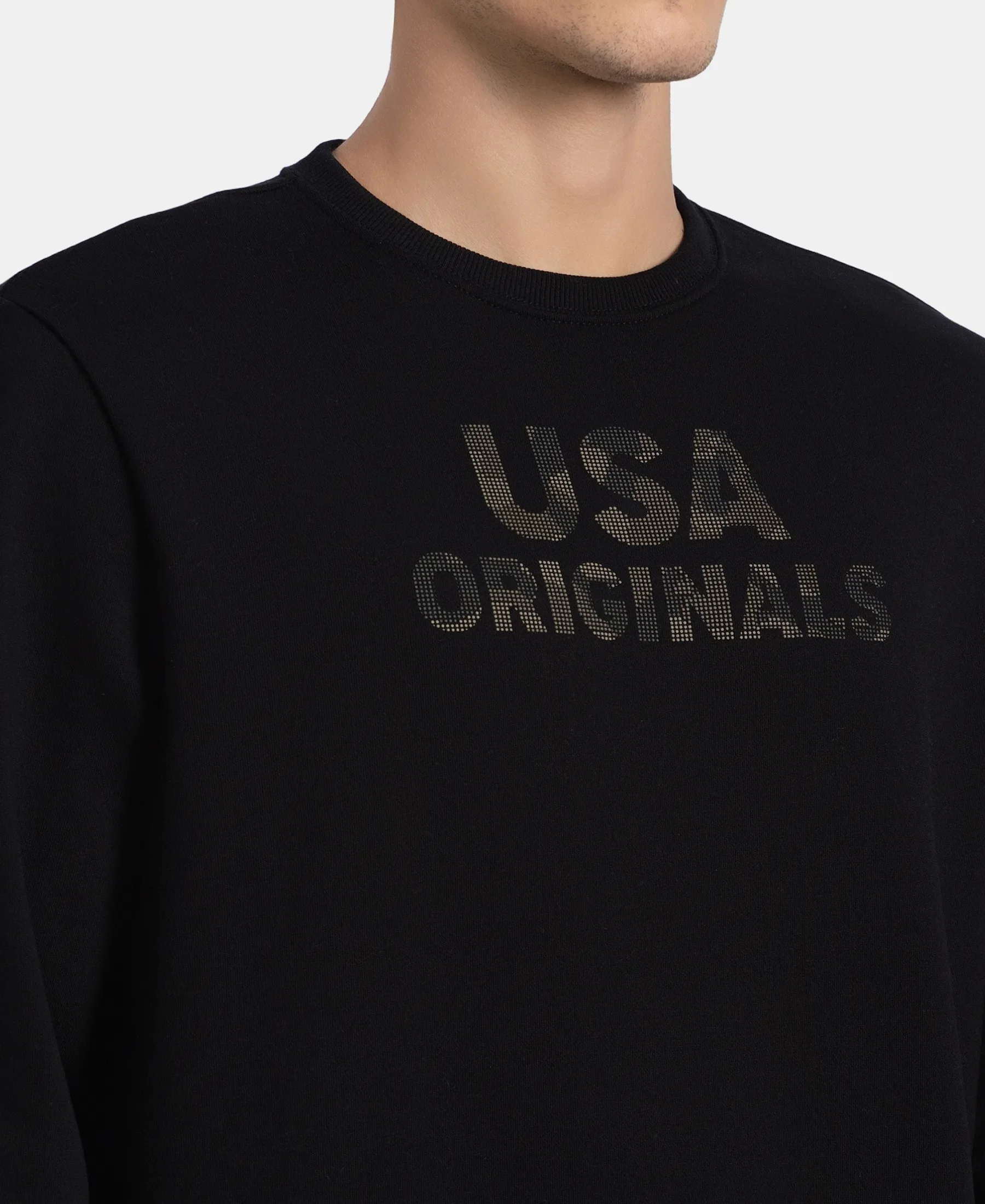 Super Combed Cotton Rich French Terry Printed Sweatshirt with Ribbed Cuffs - Black - Image 7